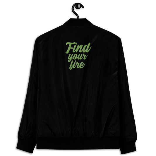 Find Your Fire Embroidered Premium Recycled Bomber Jacket