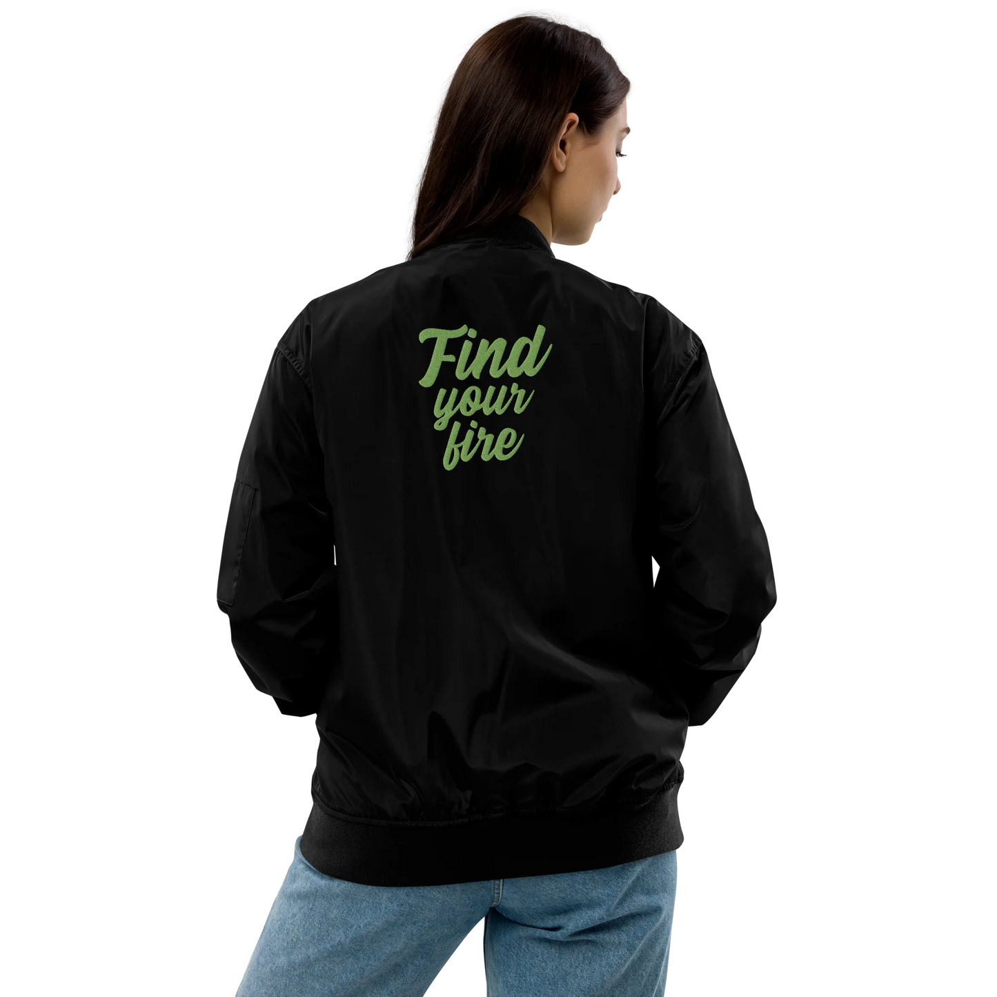 Find Your Fire Embroidered Premium Recycled Bomber Jacket