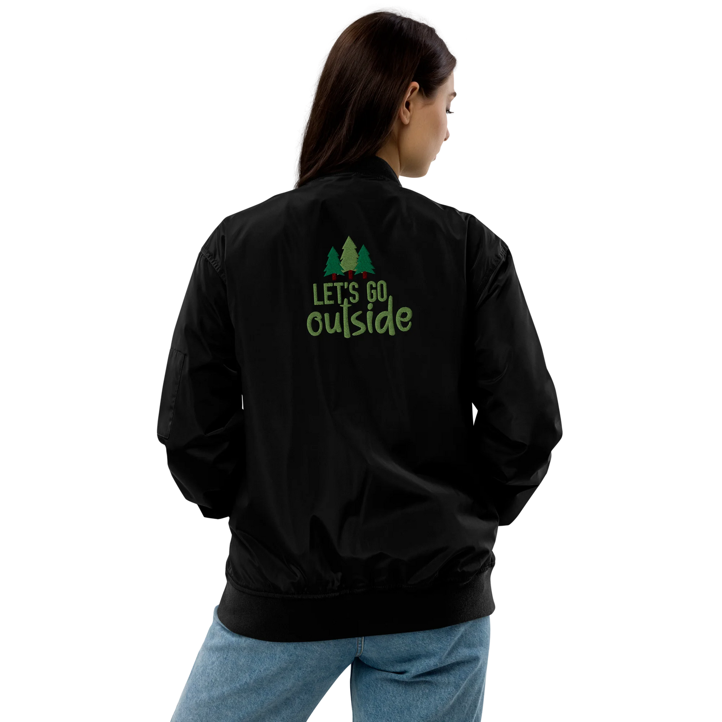 Let's Go Outside Embroidered Premium Recycled Bomber Jacket