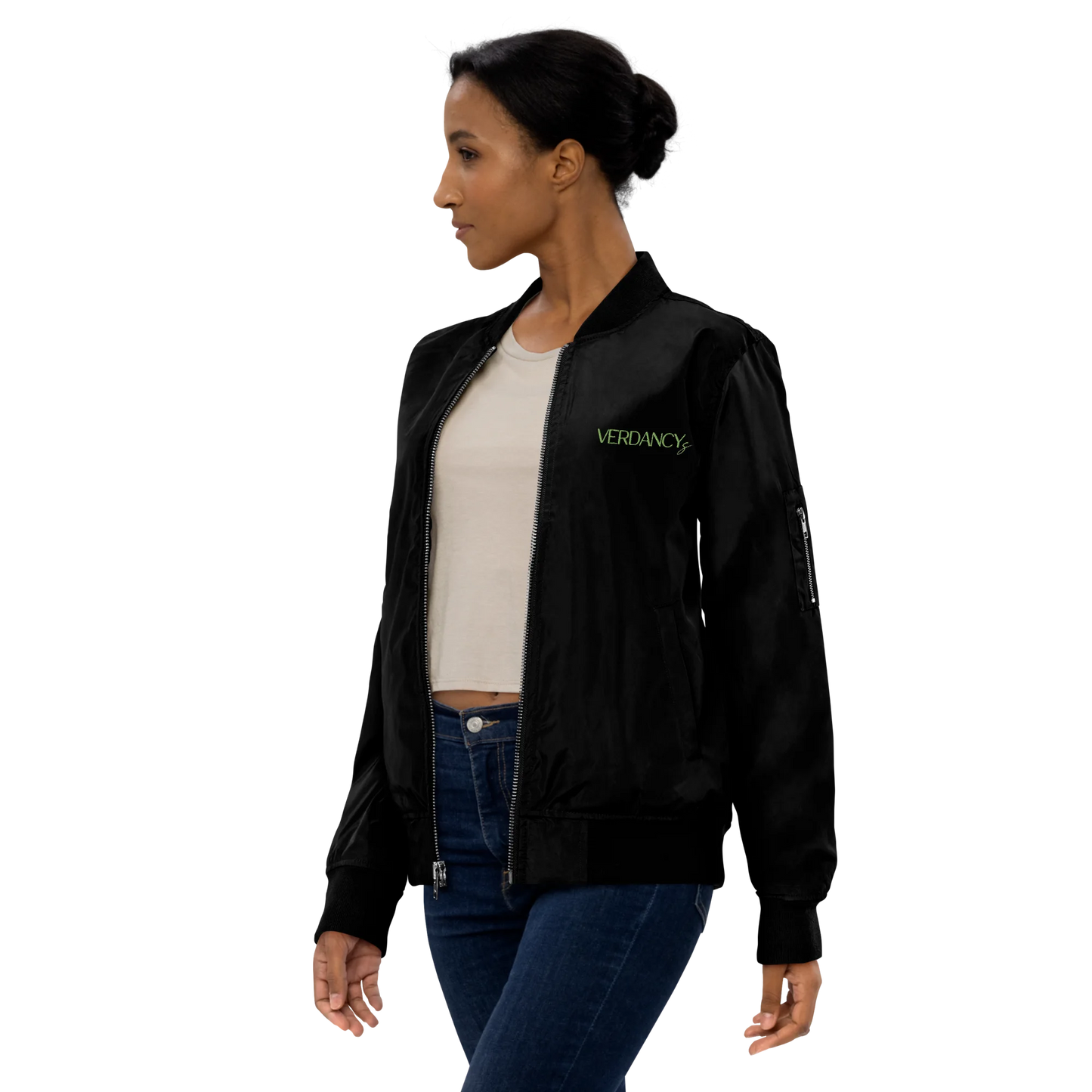 Just Bloom Embroidered Premium Recycled Bomber Jacket