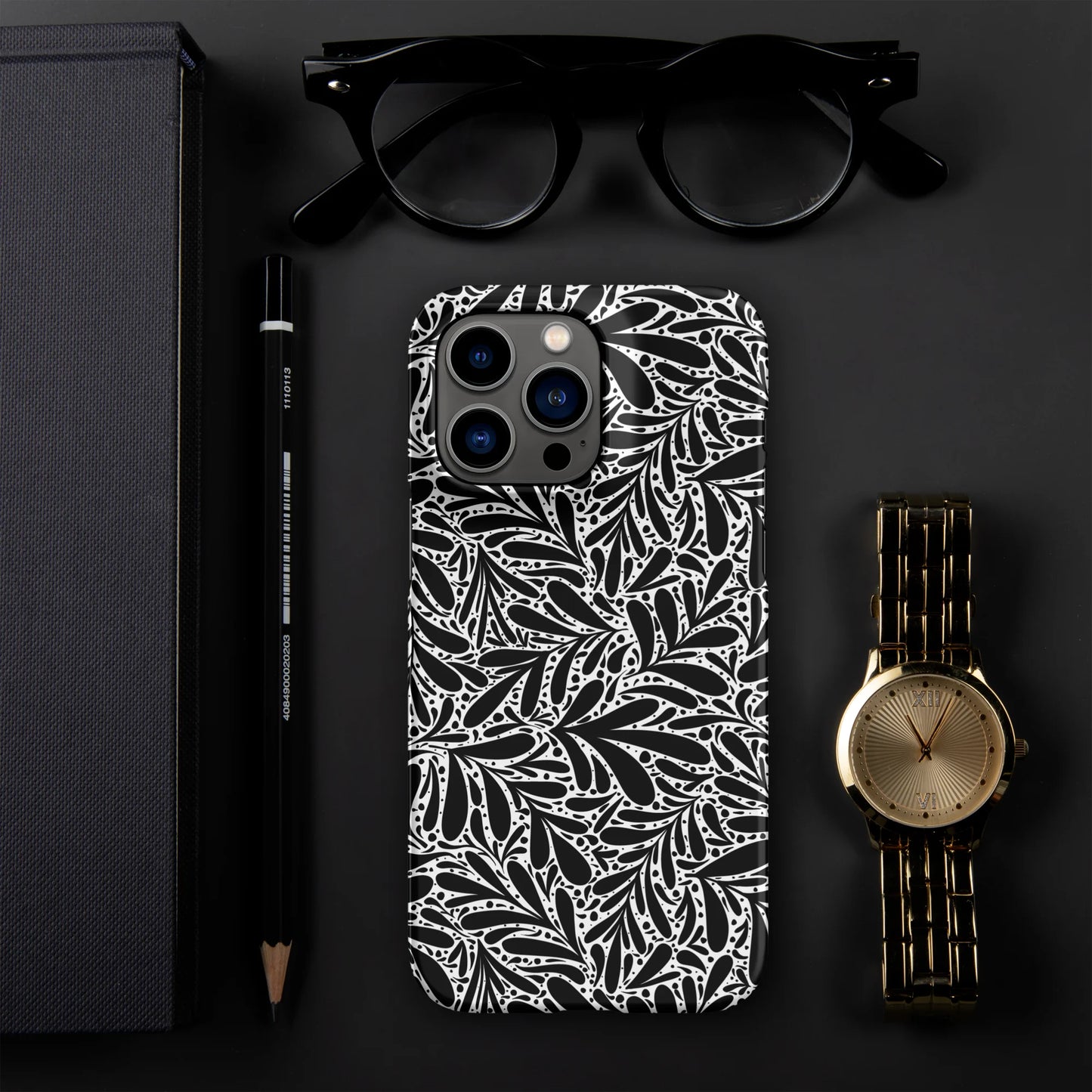 Black Leafy Luxury iPhone Case