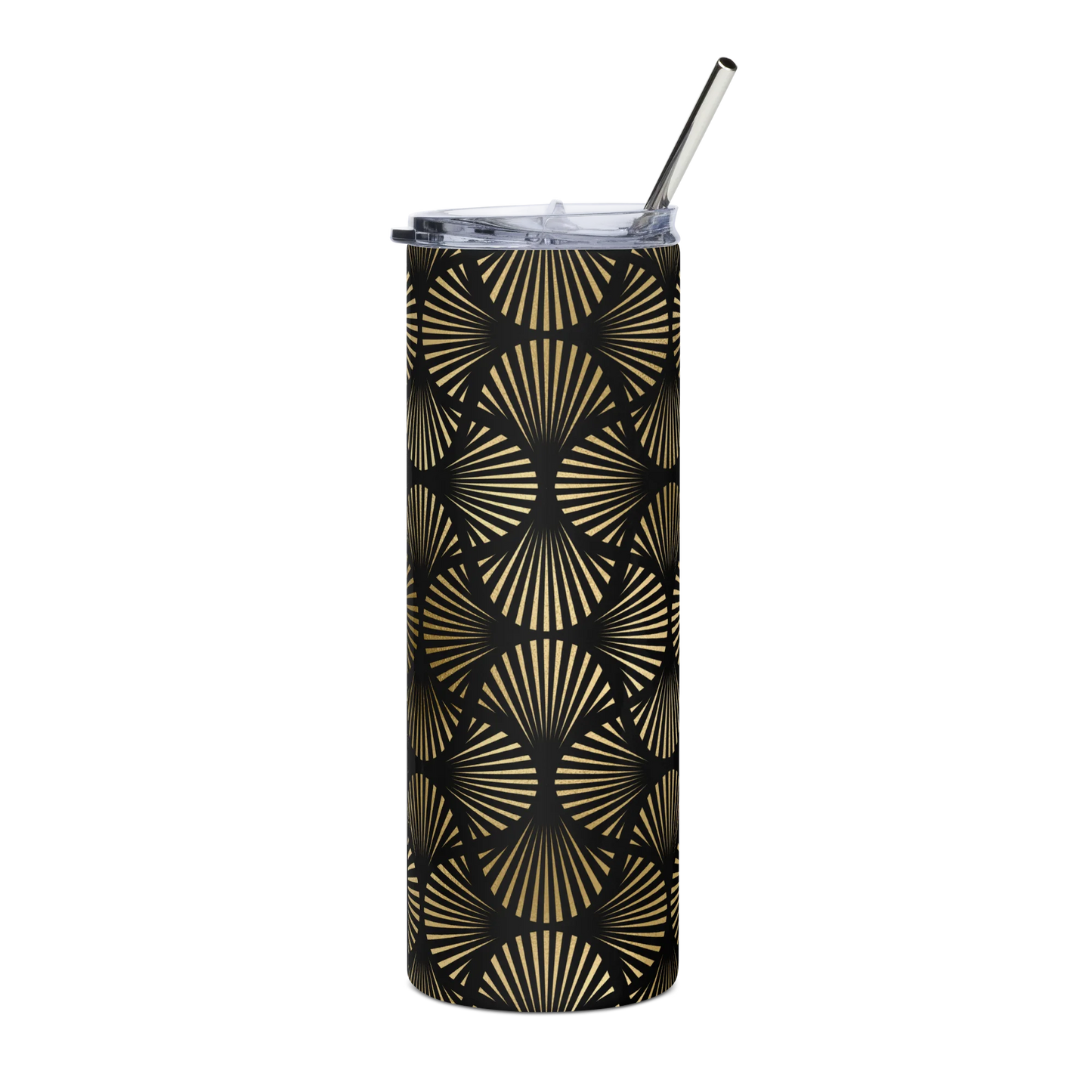 Black And Gold Art Deco Flower Reflections Tumbler