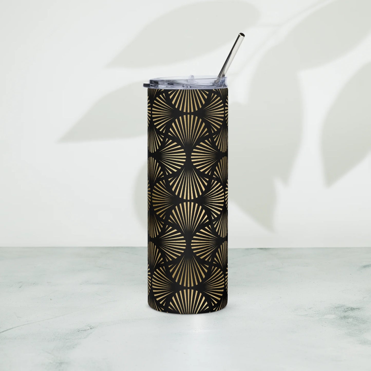 Black And Gold Art Deco Flower Reflections Tumbler