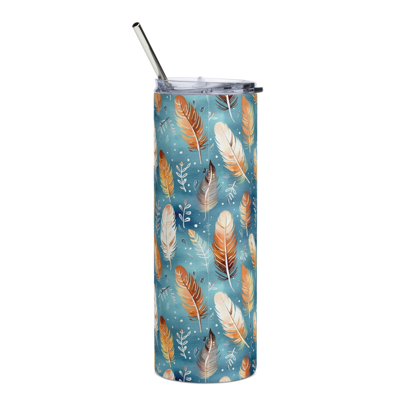 Blue & Orange Feather's Tale Tumbler