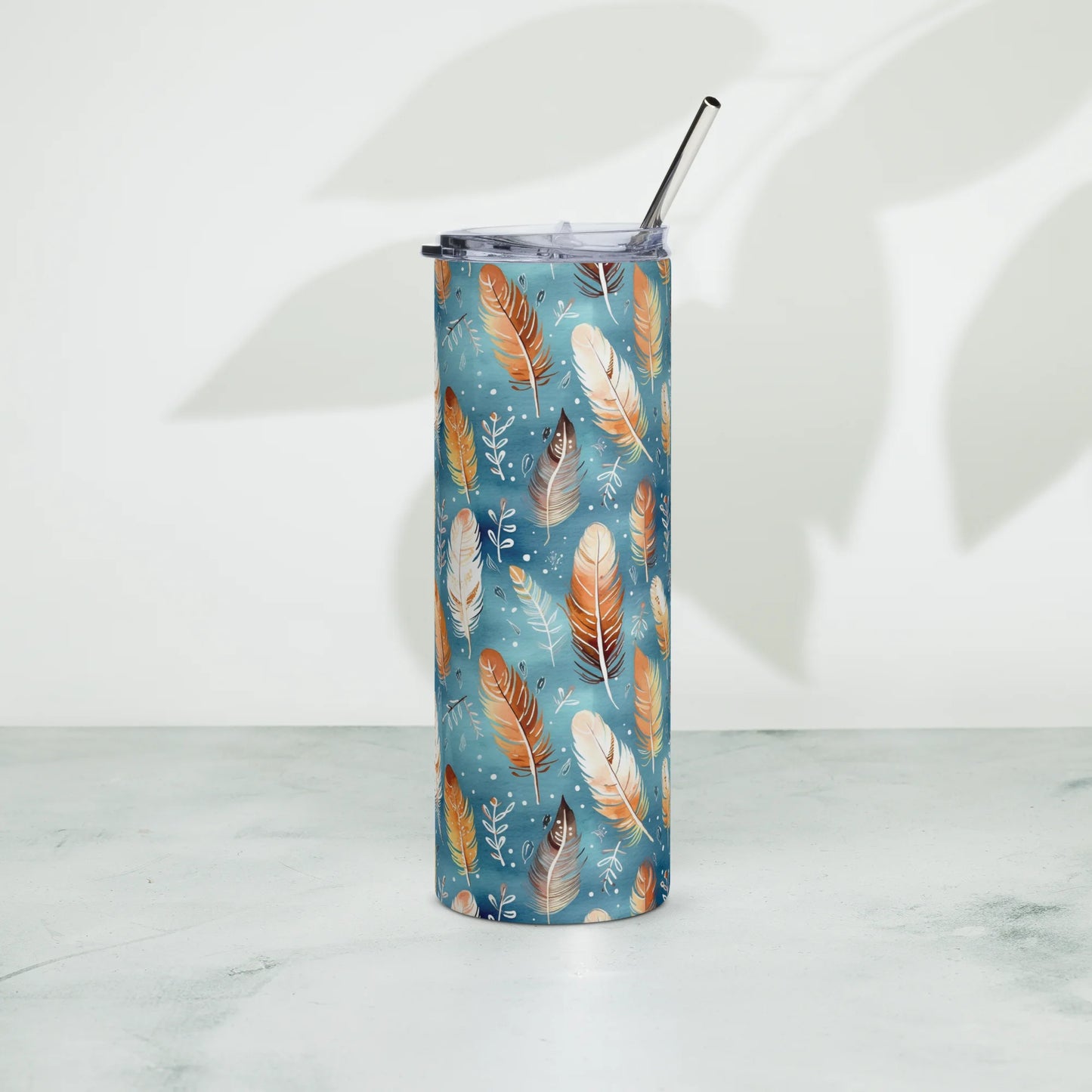 Blue & Orange Feather's Tale Tumbler