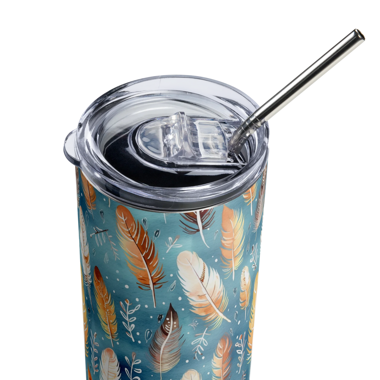 Blue & Orange Feather's Tale Tumbler