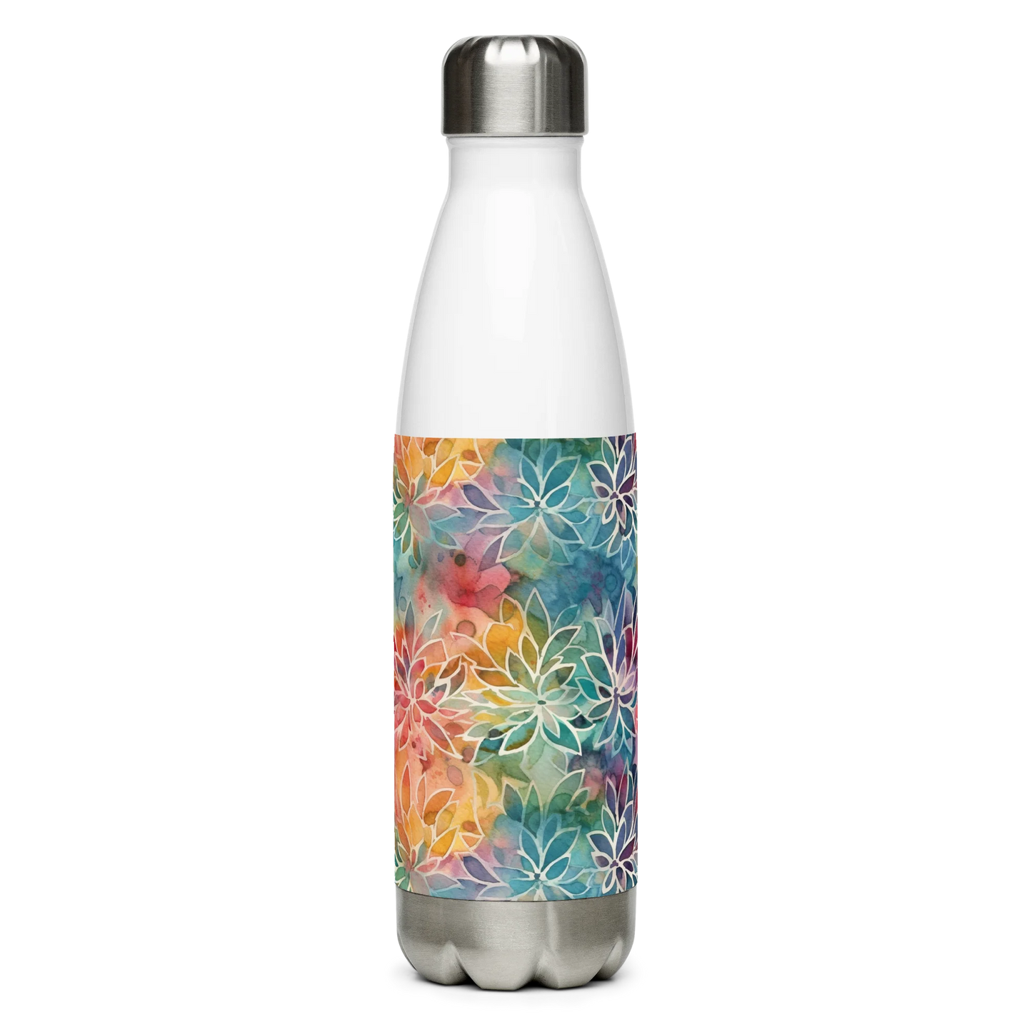 Colorful Summer Floral Abstraction Stainless Steel Water Bottle