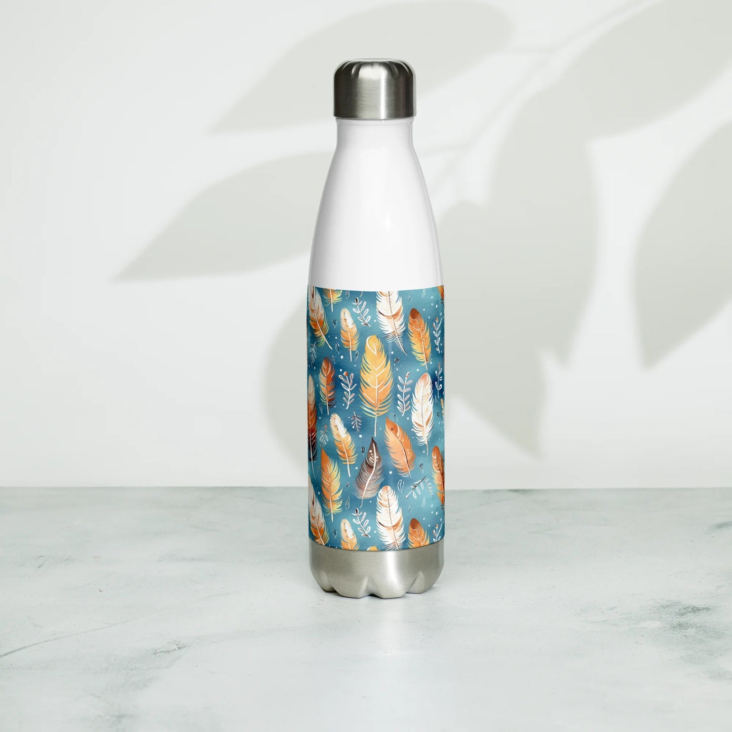 Blue & Orange Feather's Tale Stainless Steel Water Bottle