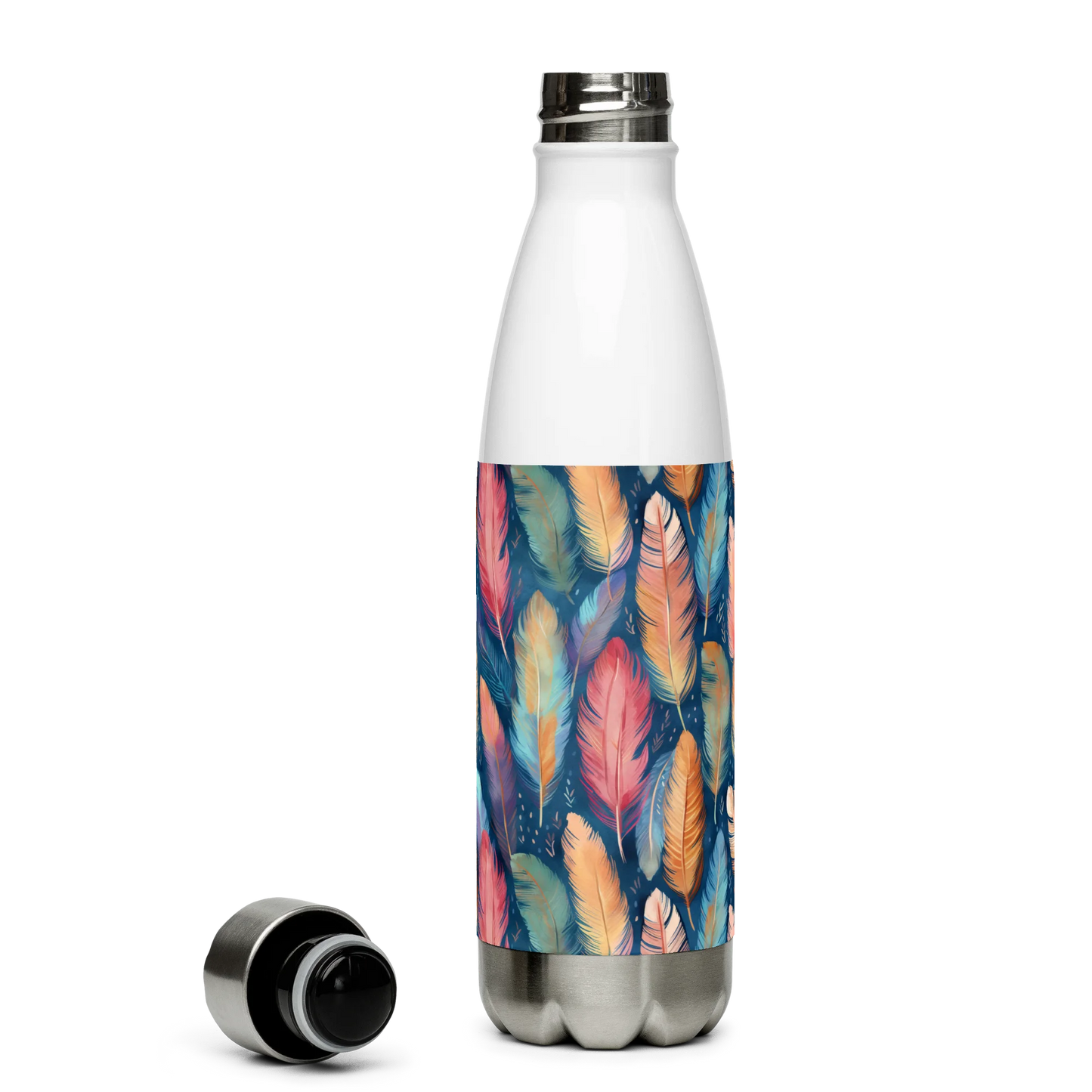 Dance of Wild Birds` Feathers Stainless Steel Water Bottle