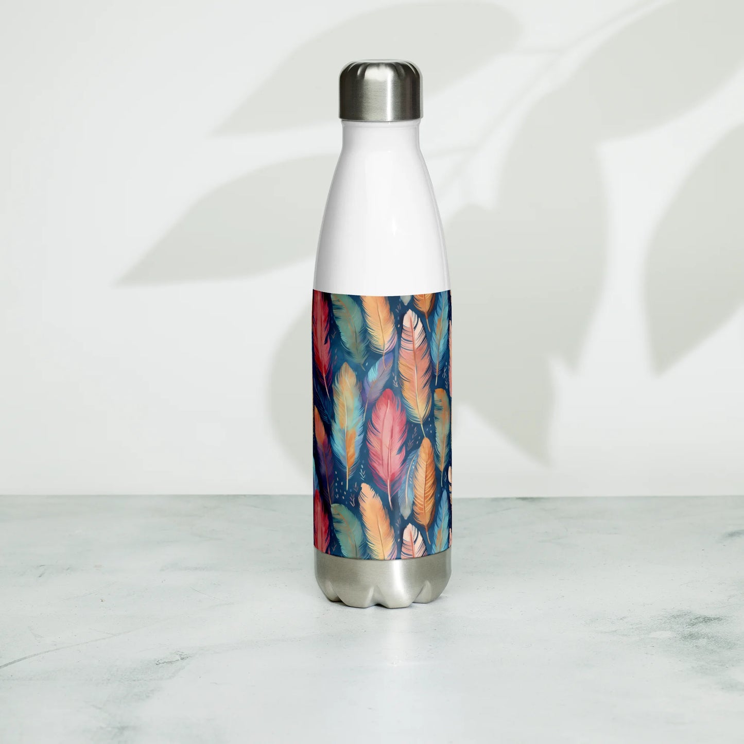 Dance of Wild Birds` Feathers Stainless Steel Water Bottle