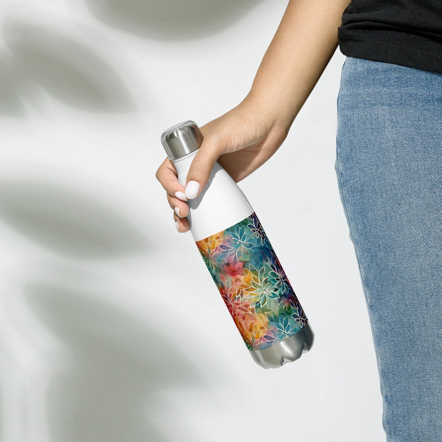 Colorful Summer Floral Abstraction Stainless Steel Water Bottle