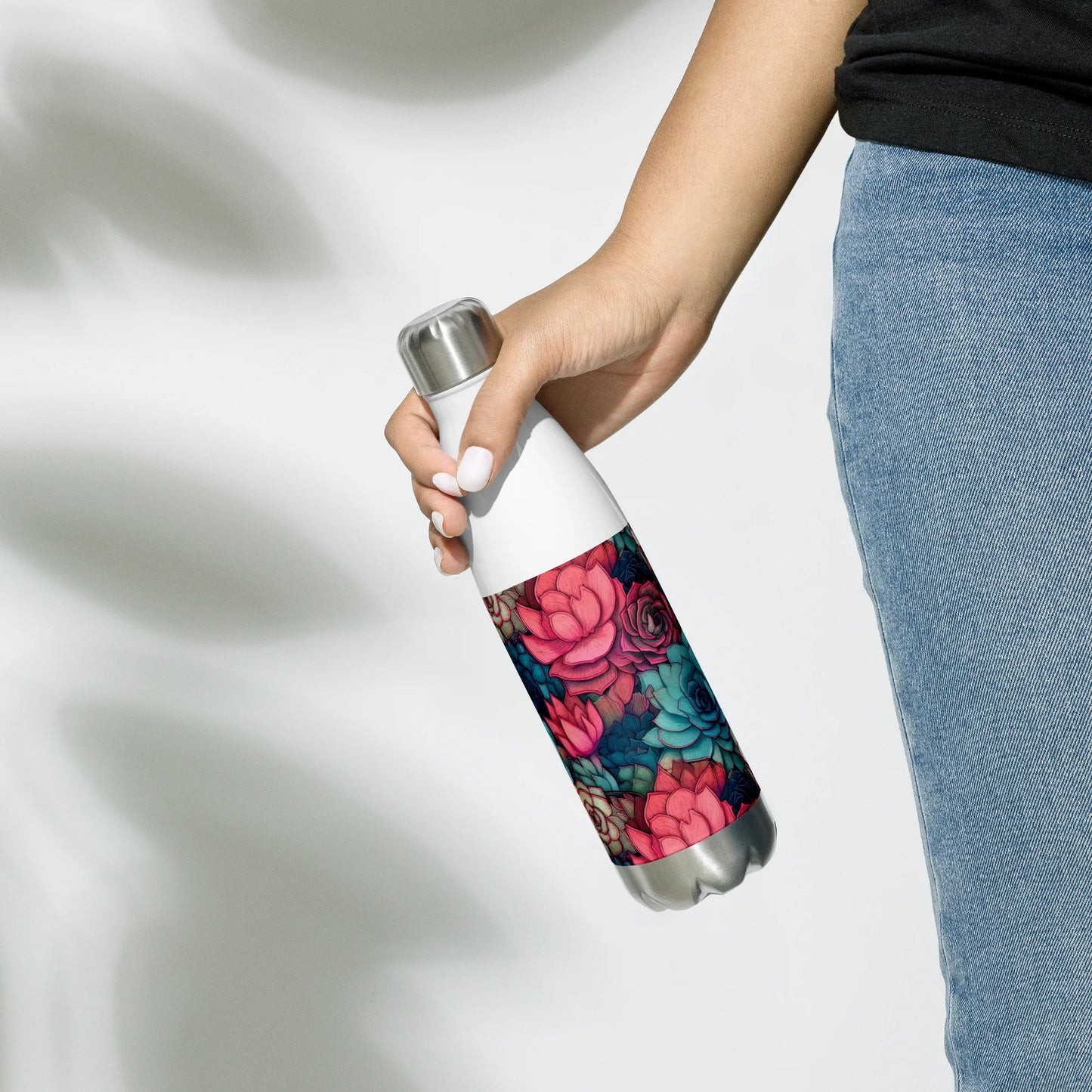 Bright Eternal Flowers Fantasy Stainless Steel Water Bottle