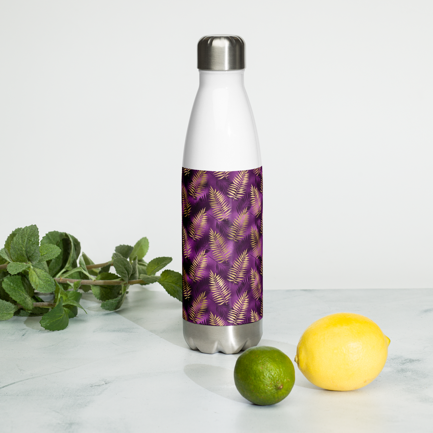 Violet & Gold Tropical Magic Stainless Steel Water Bottle