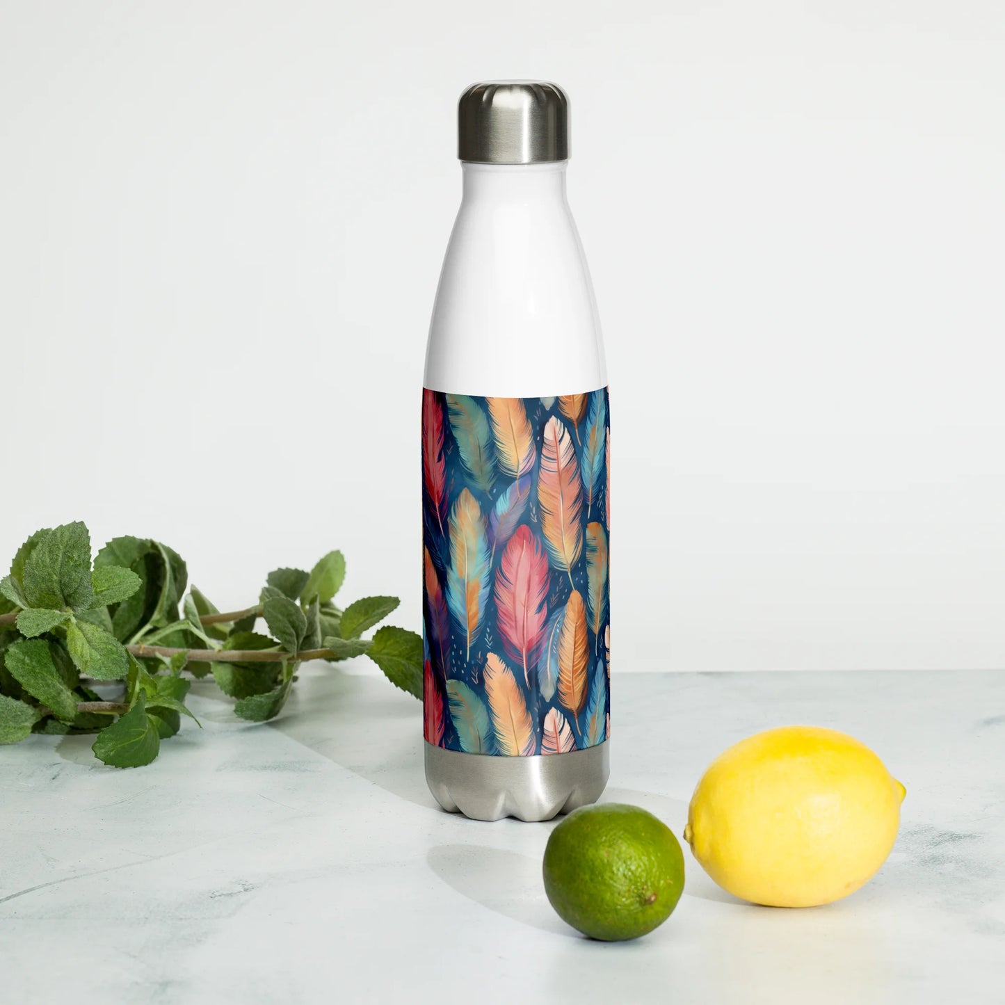 Dance of Wild Birds` Feathers Stainless Steel Water Bottle