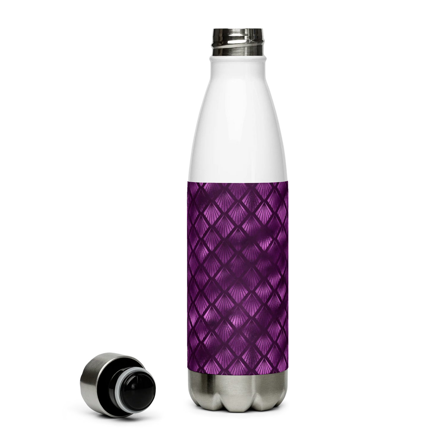 Violet Shadows Art Deco Ornament Stainless Steel Water Bottle