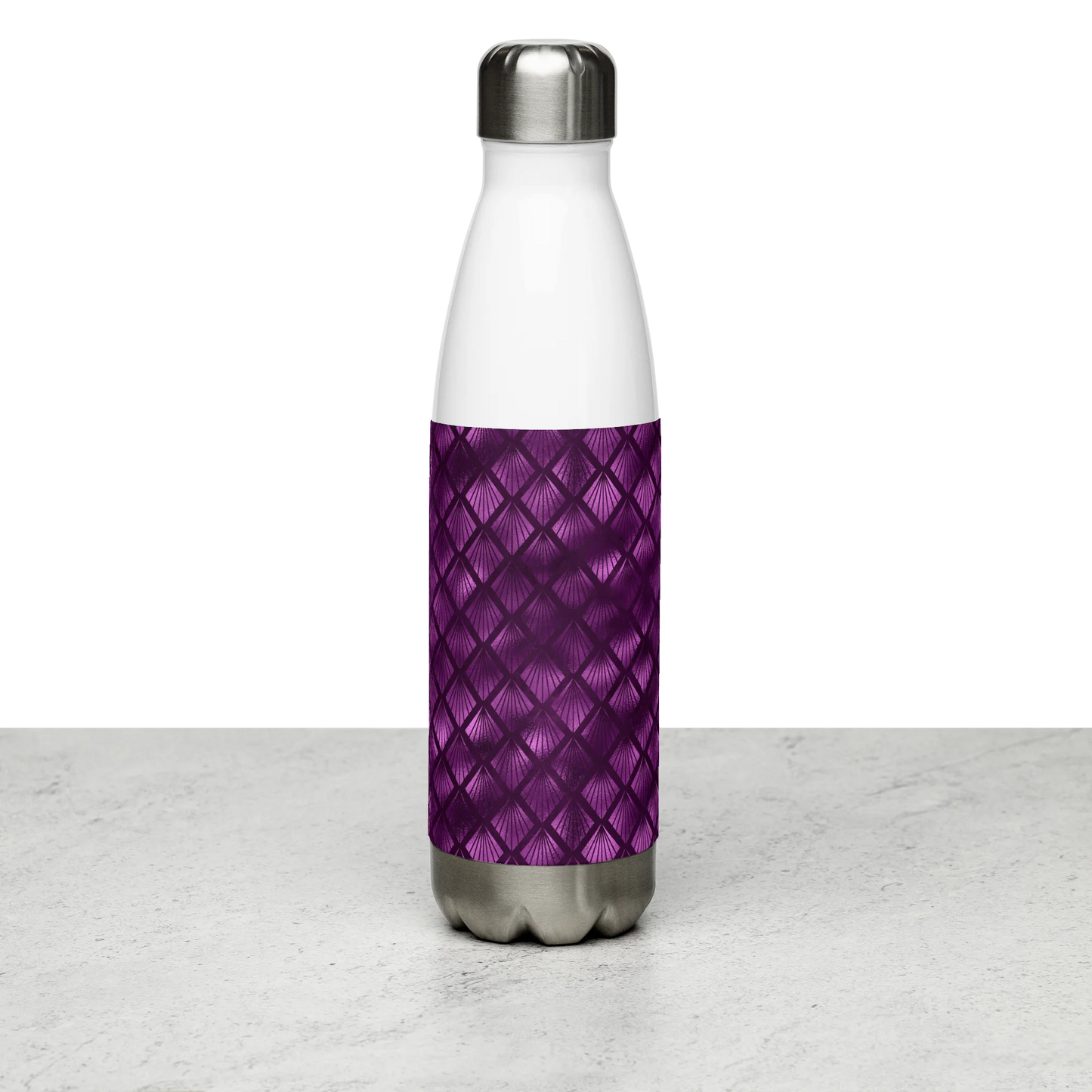 Violet Shadows Art Deco Ornament Stainless Steel Water Bottle