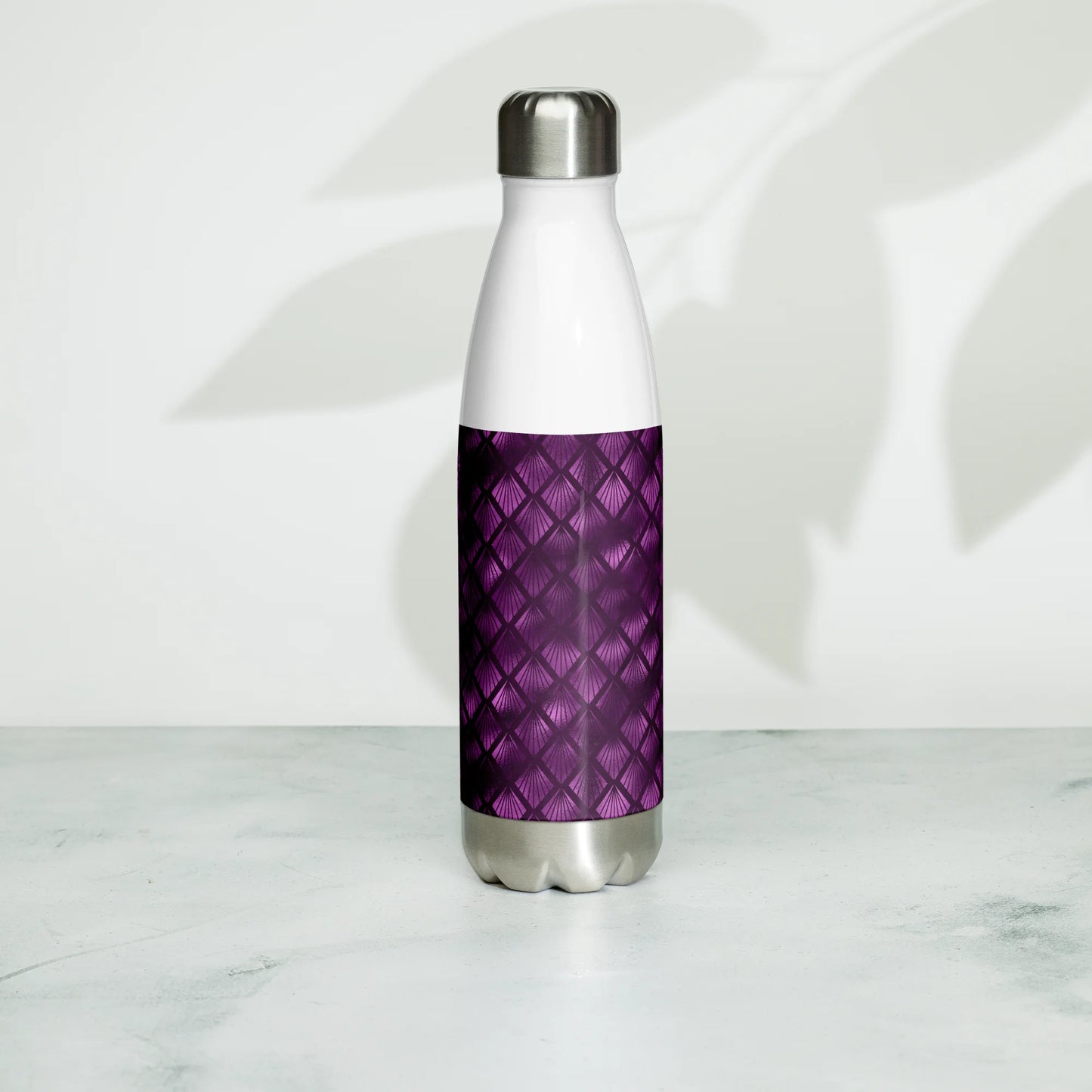 Violet Shadows Art Deco Ornament Stainless Steel Water Bottle