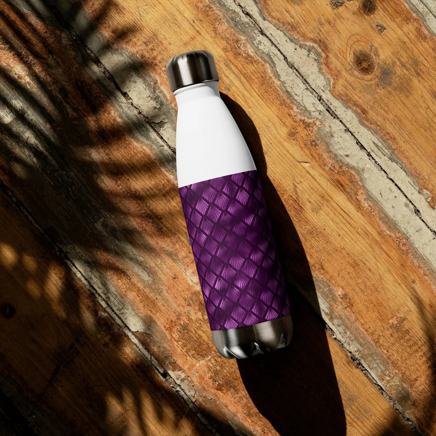 Violet Shadows Art Deco Ornament Stainless Steel Water Bottle