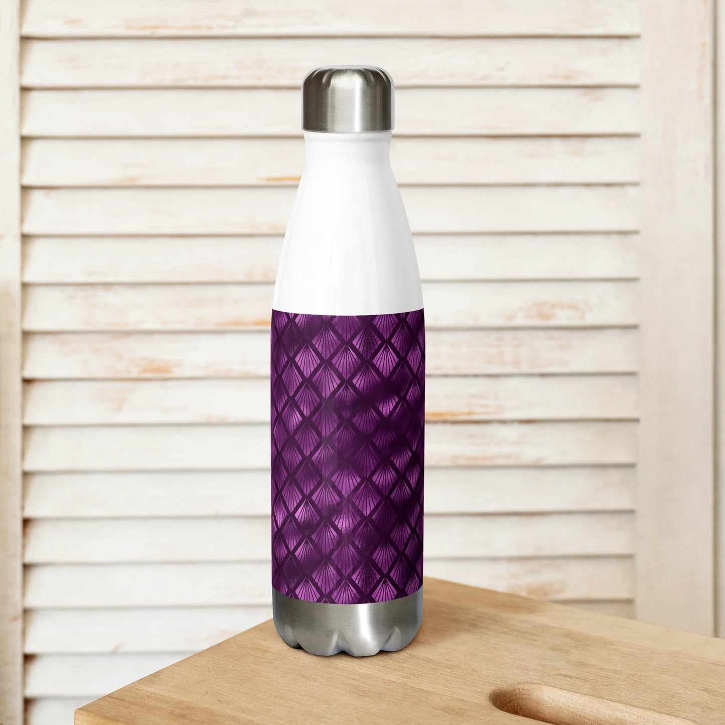 Violet Shadows Art Deco Ornament Stainless Steel Water Bottle