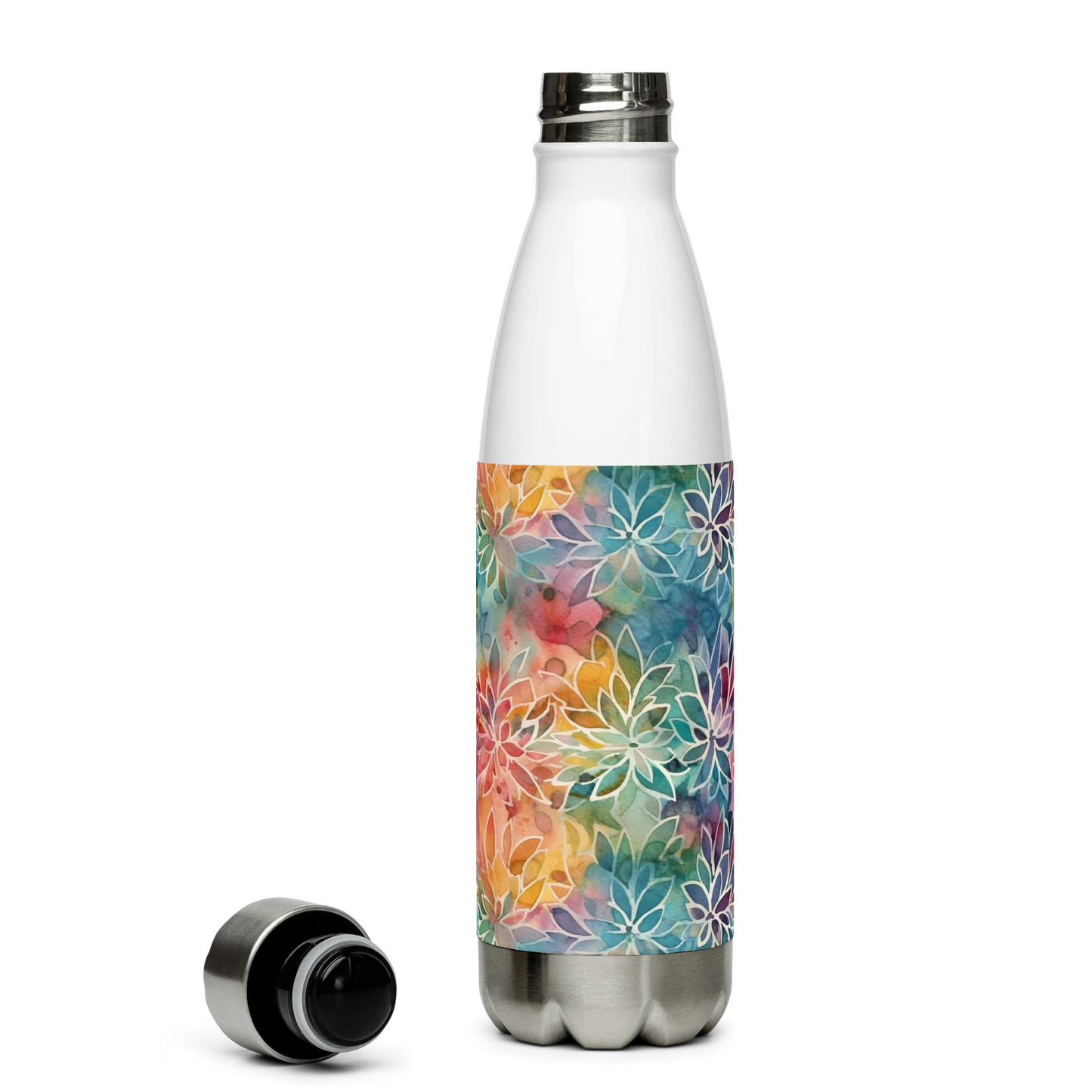 Colorful Summer Floral Abstraction Stainless Steel Water Bottle