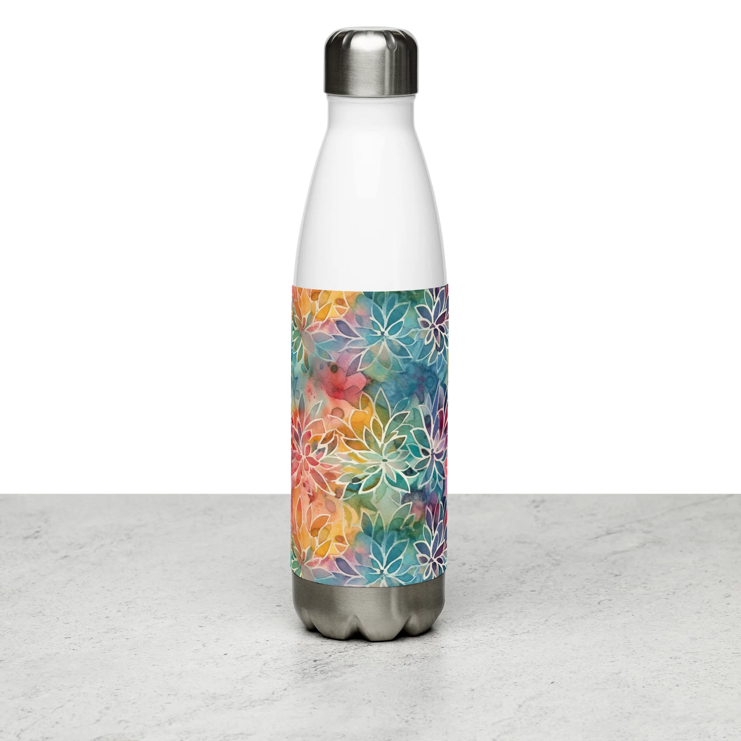 Colorful Summer Floral Abstraction Stainless Steel Water Bottle