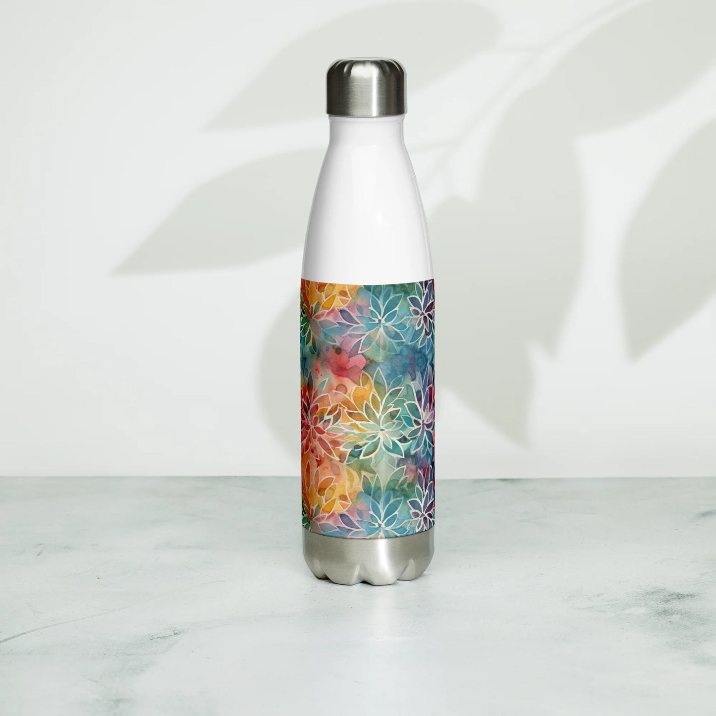 Colorful Summer Floral Abstraction Stainless Steel Water Bottle