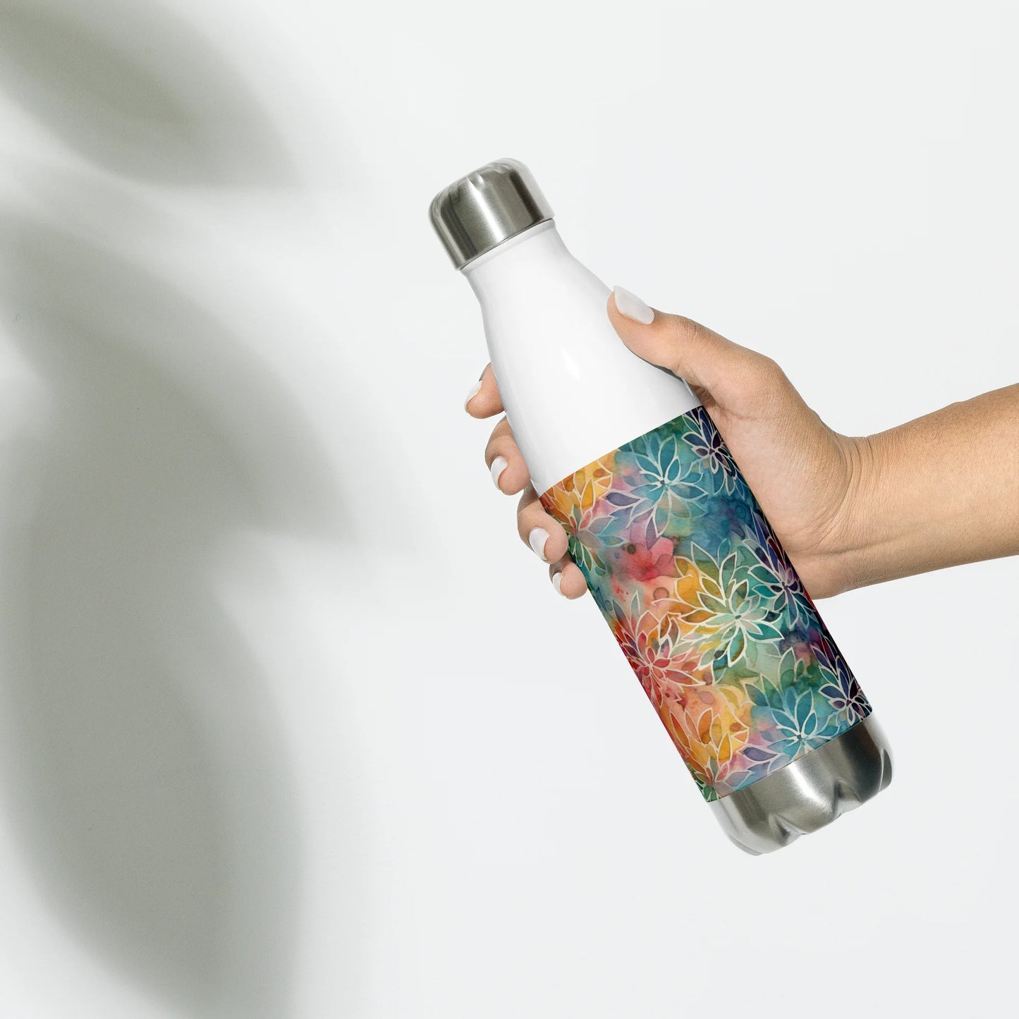 Colorful Summer Floral Abstraction Stainless Steel Water Bottle