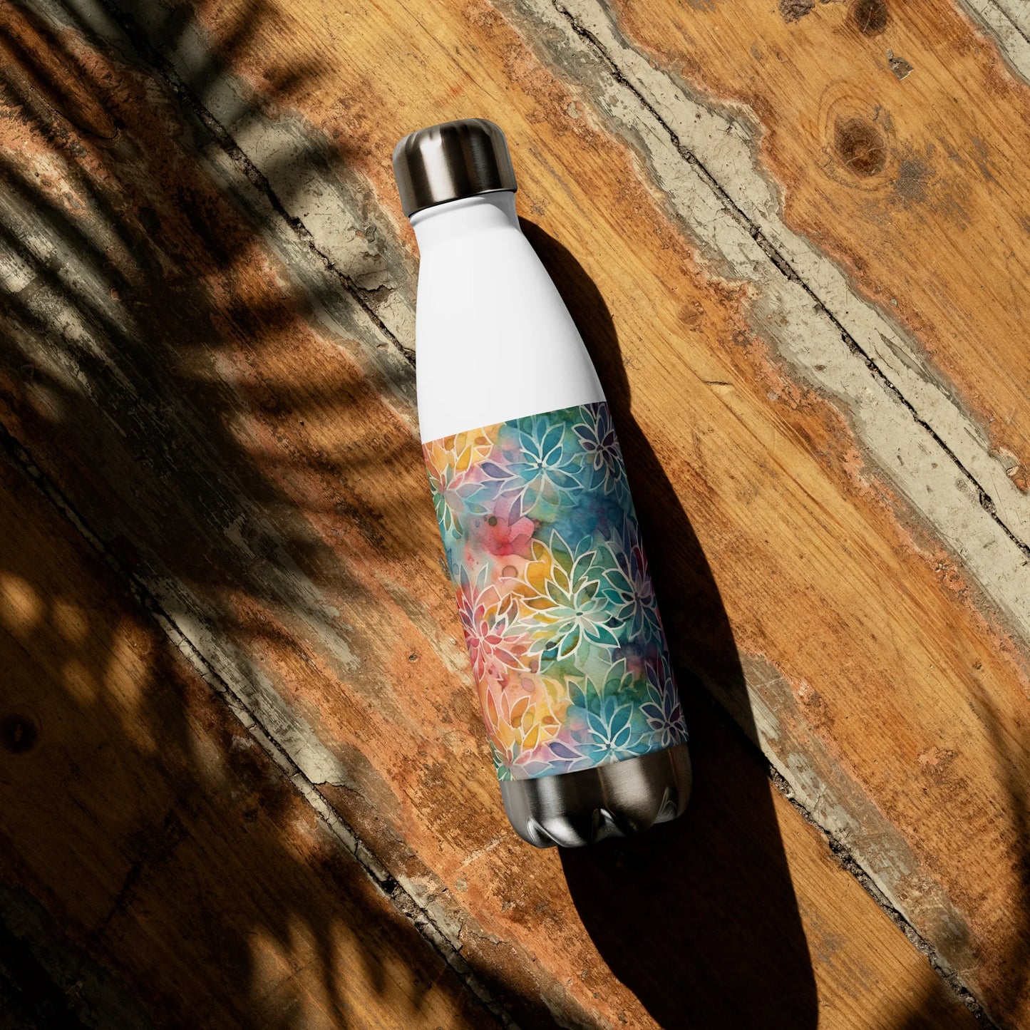 Colorful Summer Floral Abstraction Stainless Steel Water Bottle