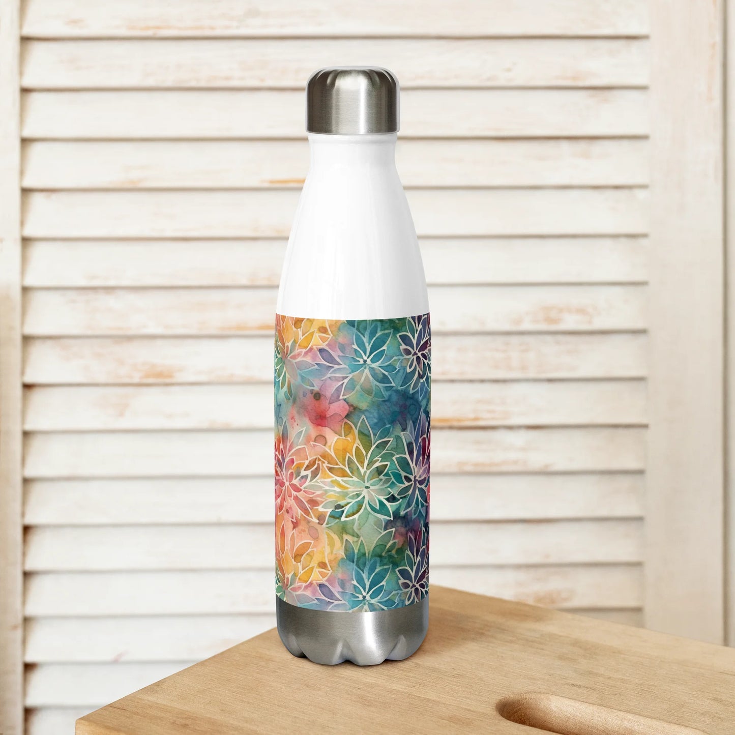 Colorful Summer Floral Abstraction Stainless Steel Water Bottle