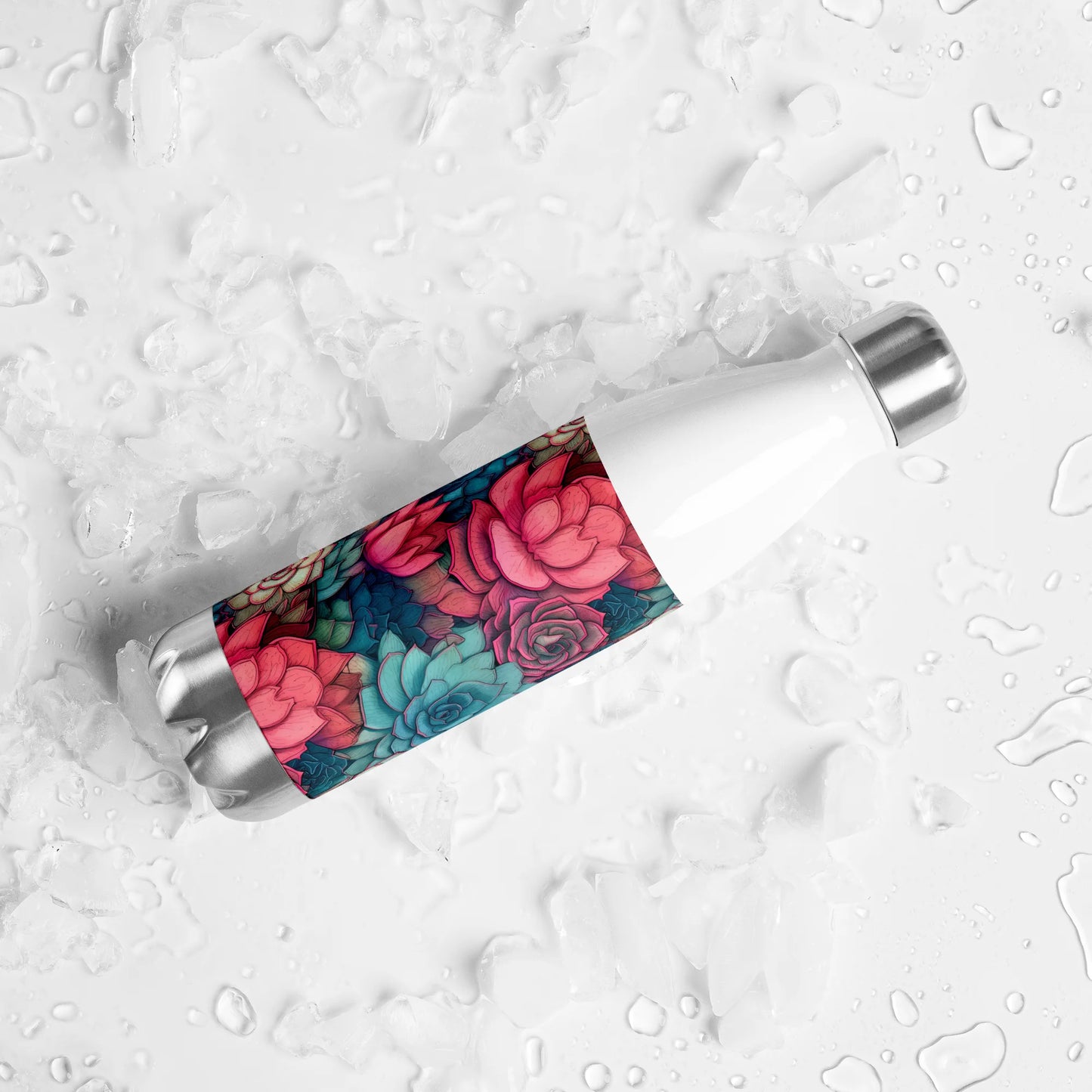 Bright Eternal Flowers Fantasy Stainless Steel Water Bottle