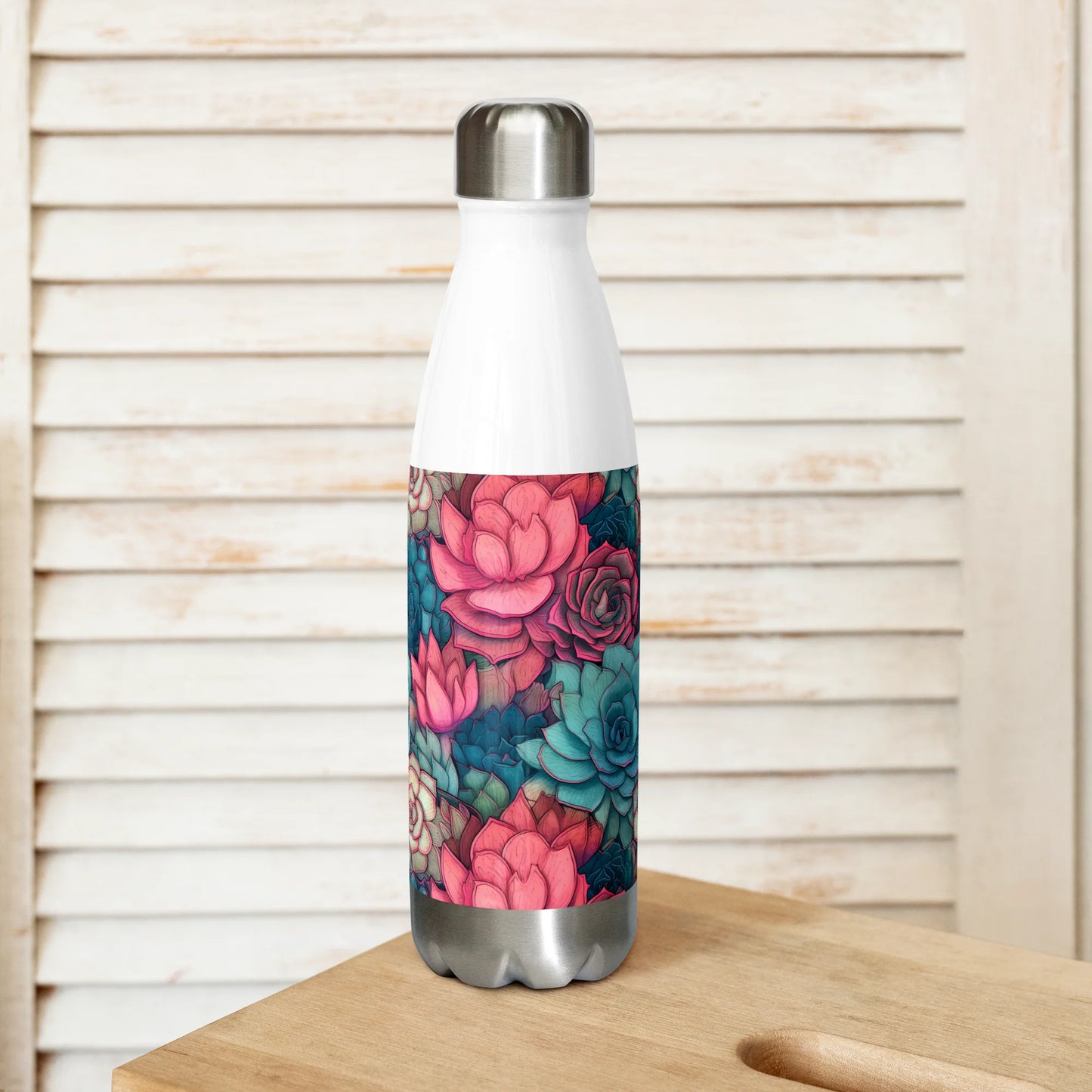 Bright Eternal Flowers Fantasy Stainless Steel Water Bottle