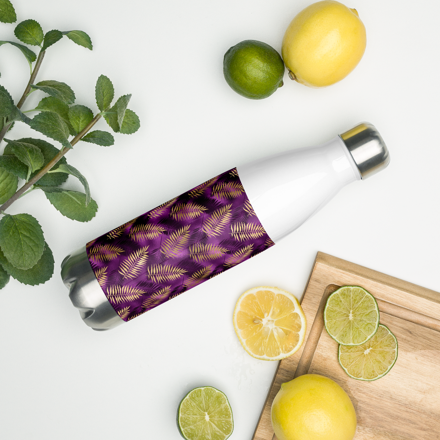 Violet & Gold Tropical Magic Stainless Steel Water Bottle