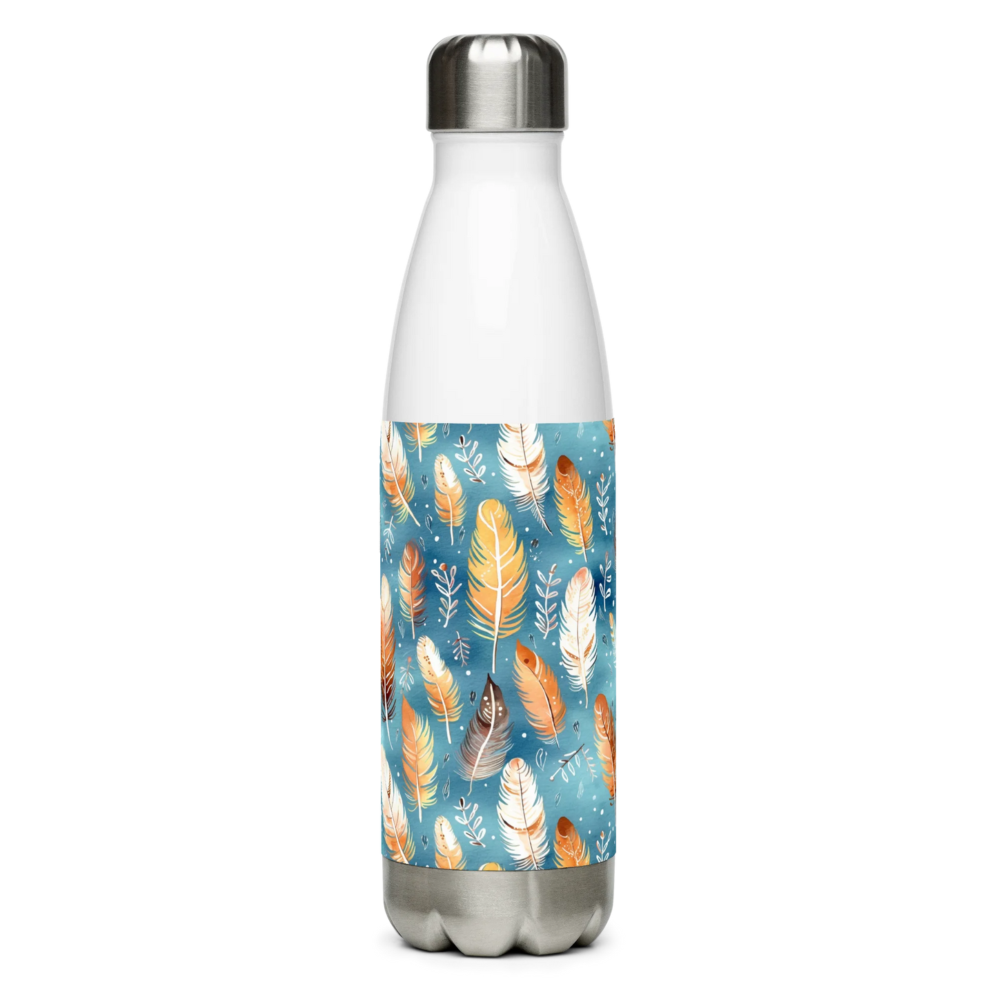 Blue & Orange Feather's Tale Stainless Steel Water Bottle