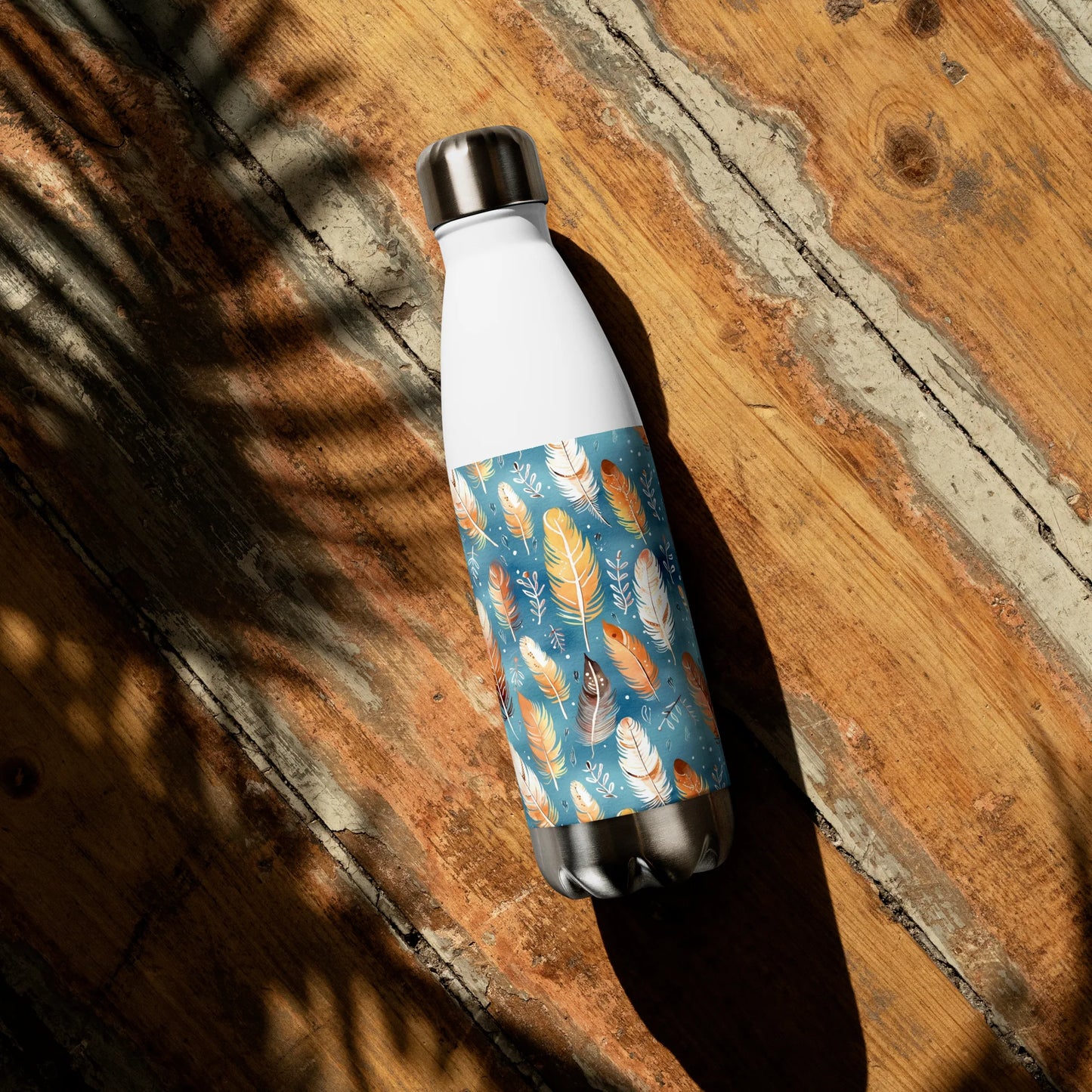 Blue & Orange Feather's Tale Stainless Steel Water Bottle