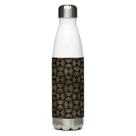 Black And Gold Art Deco Flower Reflections Stainless Steel Water Bottle