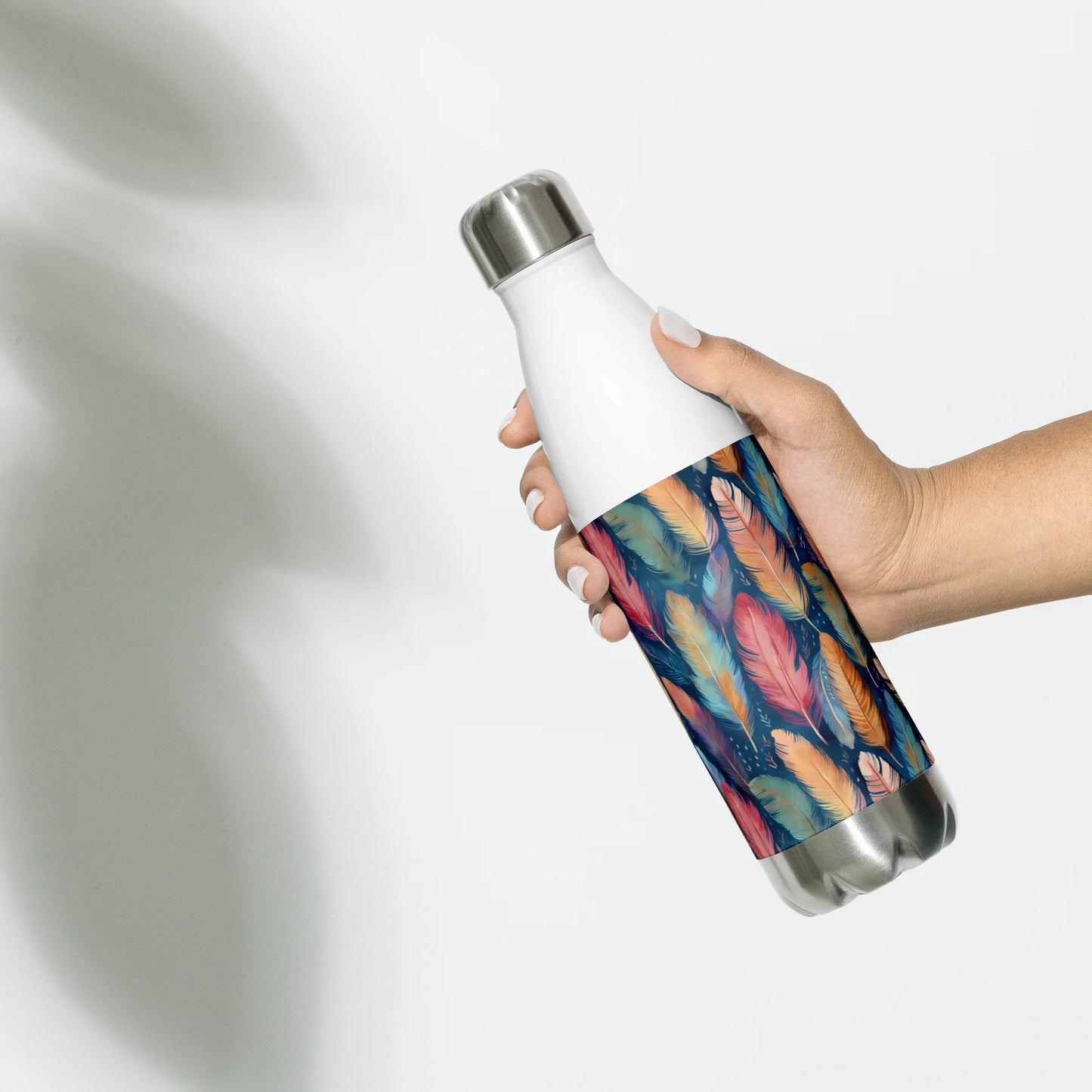 Dance of Wild Birds` Feathers Stainless Steel Water Bottle