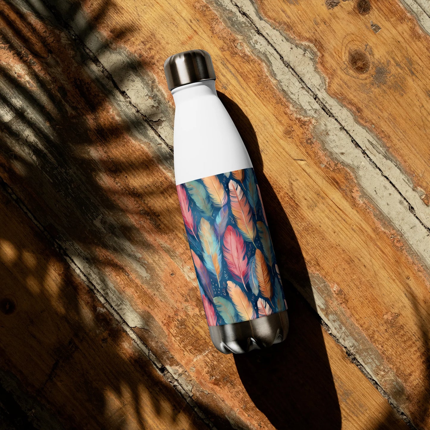 Dance of Wild Birds` Feathers Stainless Steel Water Bottle