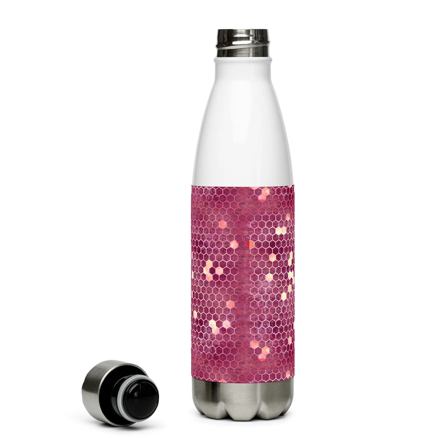 Burgundy Gold Honeycombs Ornament Stainless Steel Water Bottle