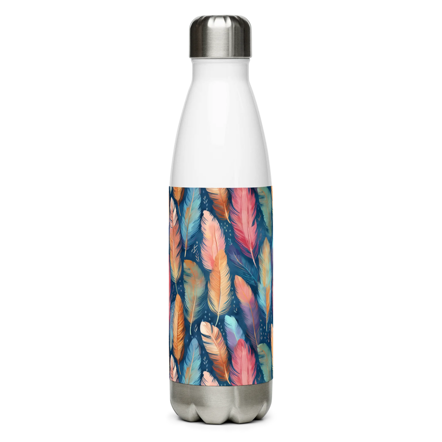 Dance of Wild Birds` Feathers Stainless Steel Water Bottle