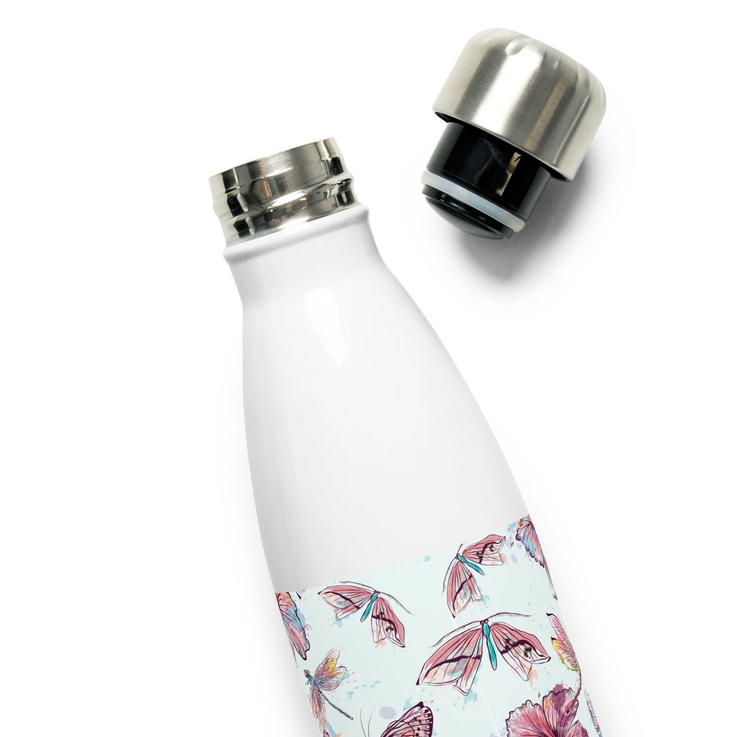 Sophisticated Hibiscus Ornament Stainless Steel Water Bottle