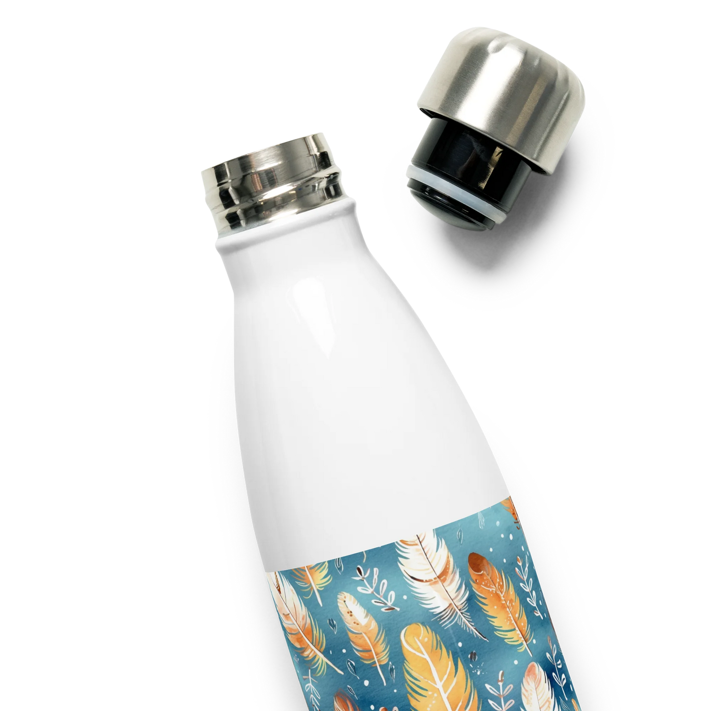 Blue & Orange Feather's Tale Stainless Steel Water Bottle