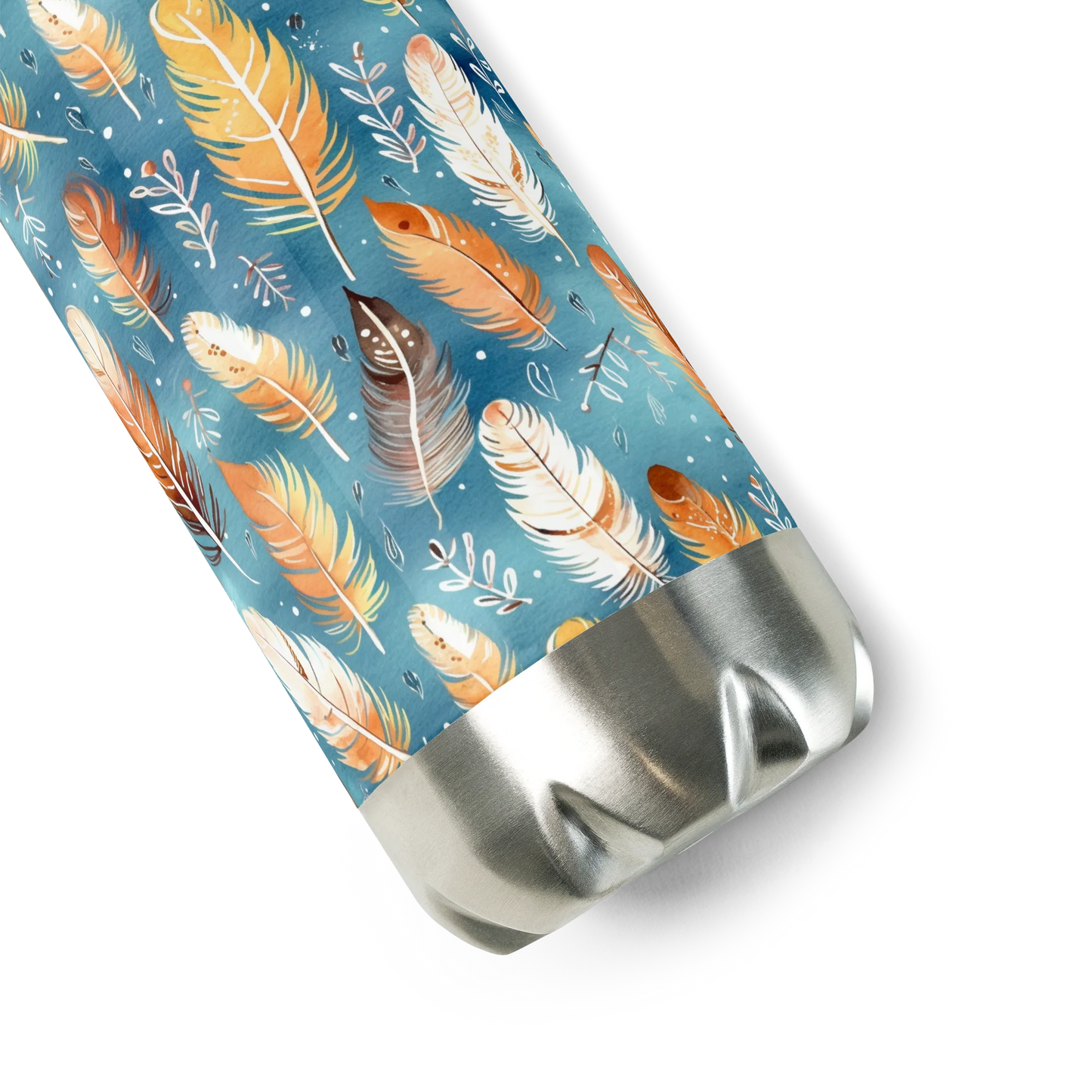 Blue & Orange Feather's Tale Stainless Steel Water Bottle