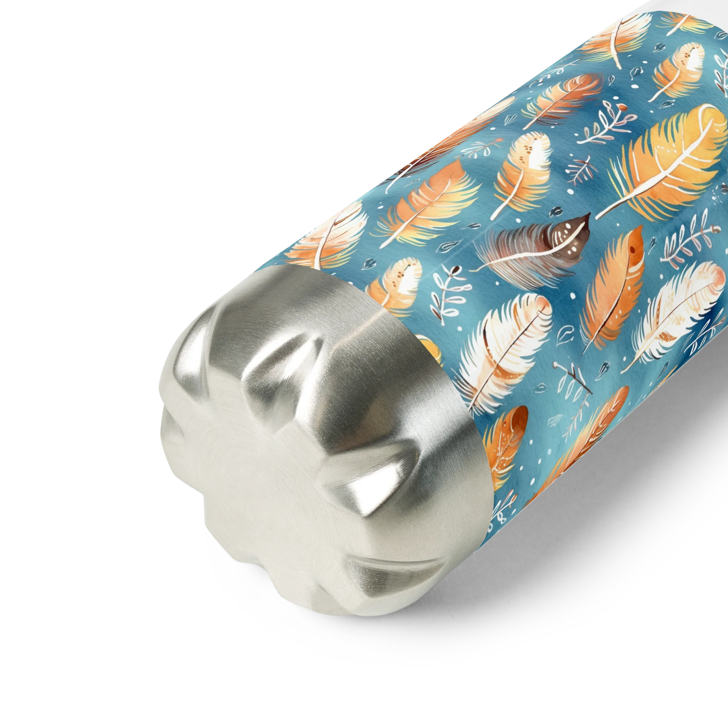 Blue & Orange Feather's Tale Stainless Steel Water Bottle