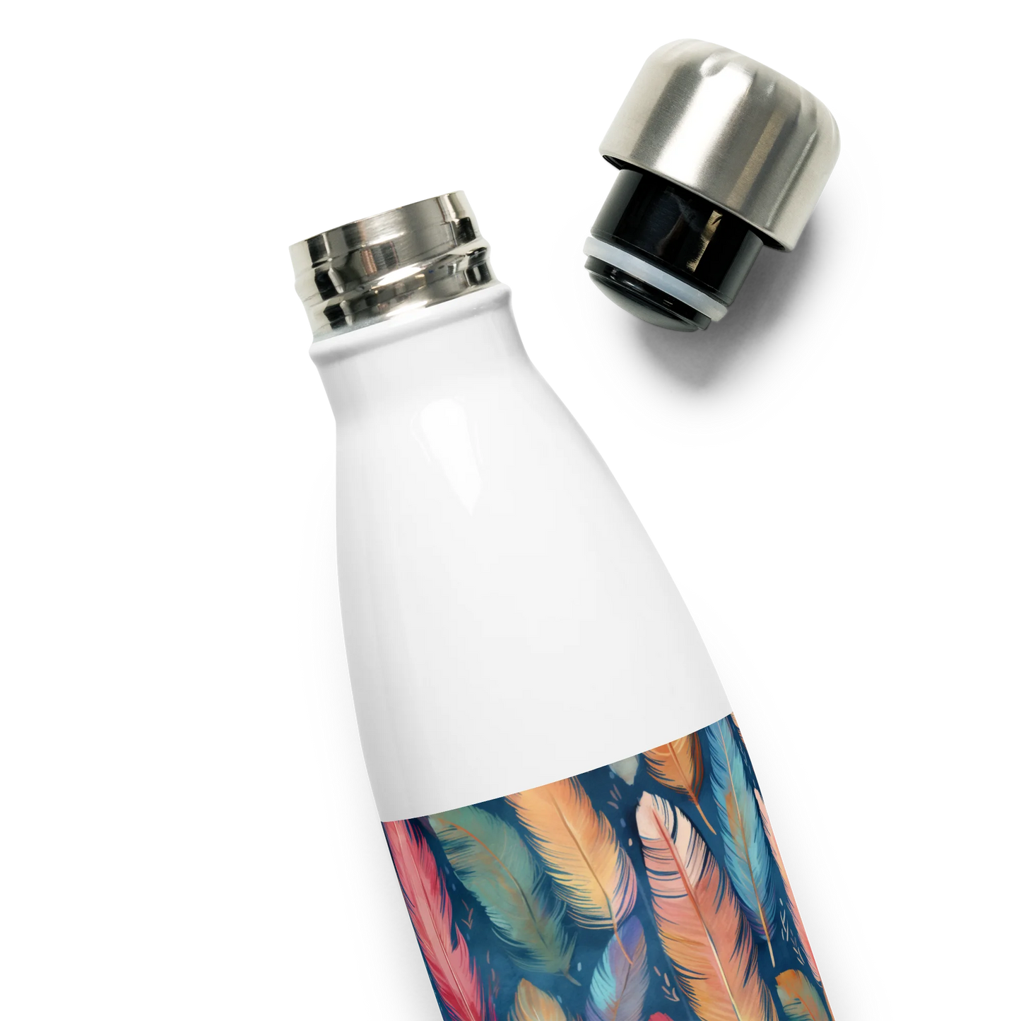 Dance of Wild Birds` Feathers Stainless Steel Water Bottle