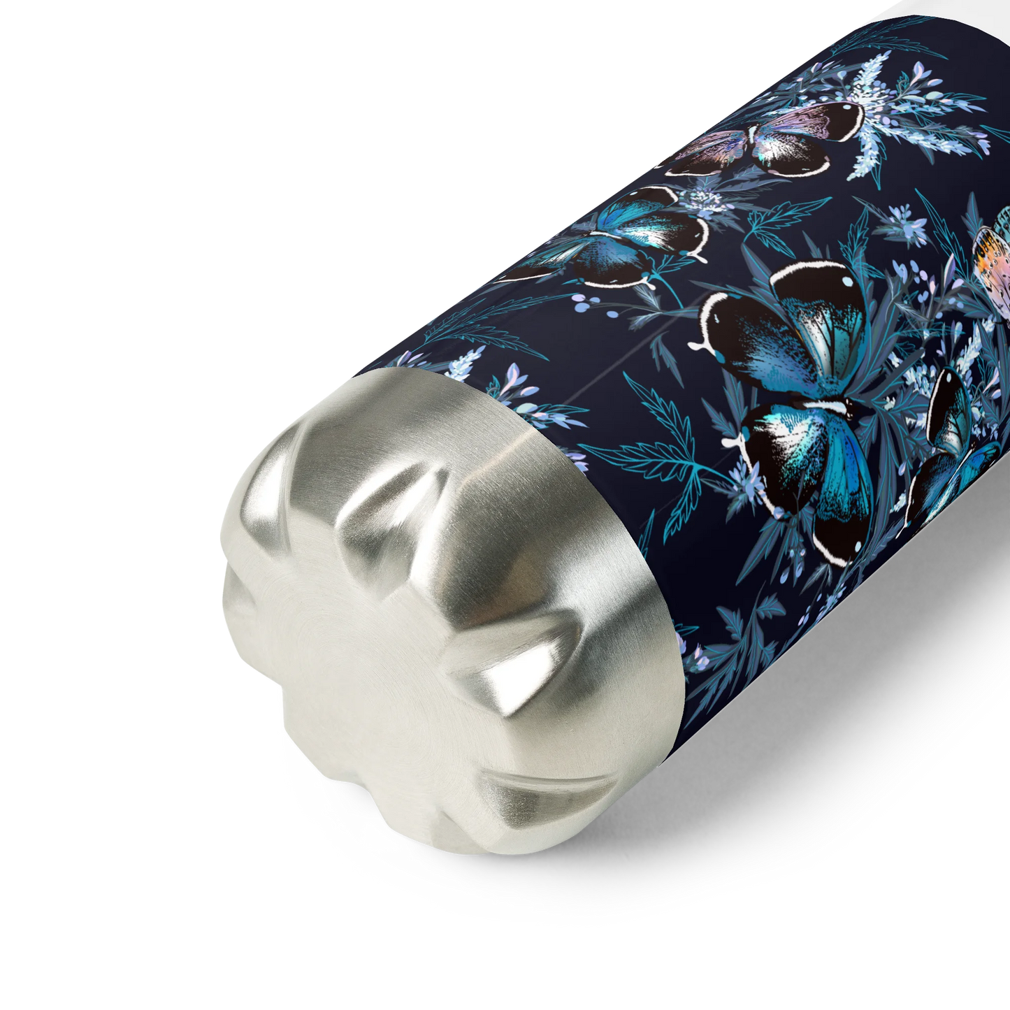 Night Flight of Blue Butterflies Stainless Steel Water Bottle