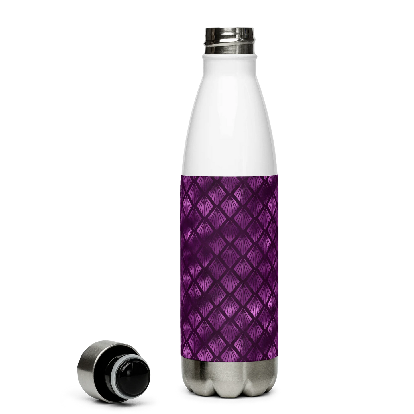 Violet Shadows Art Deco Ornament Stainless Steel Water Bottle