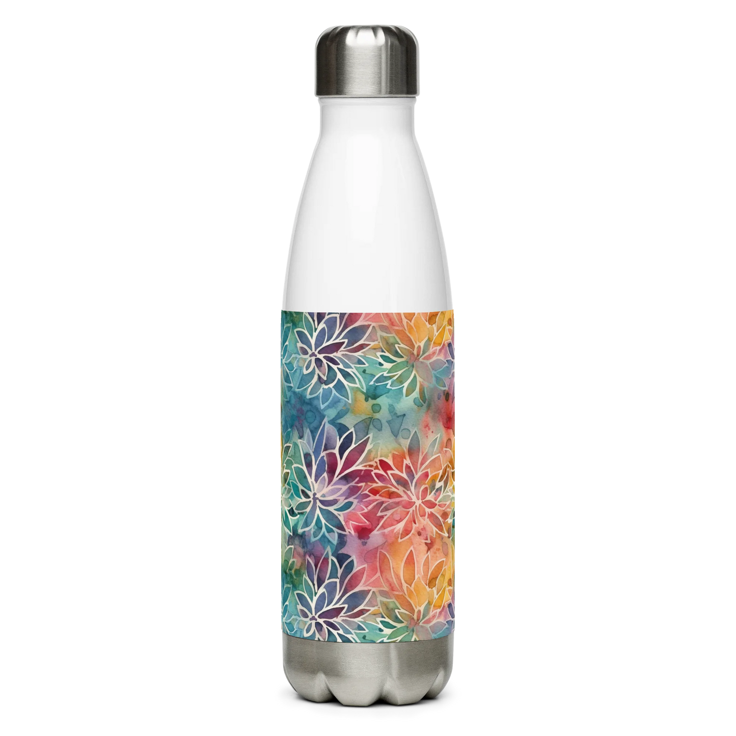 Colorful Summer Floral Abstraction Stainless Steel Water Bottle