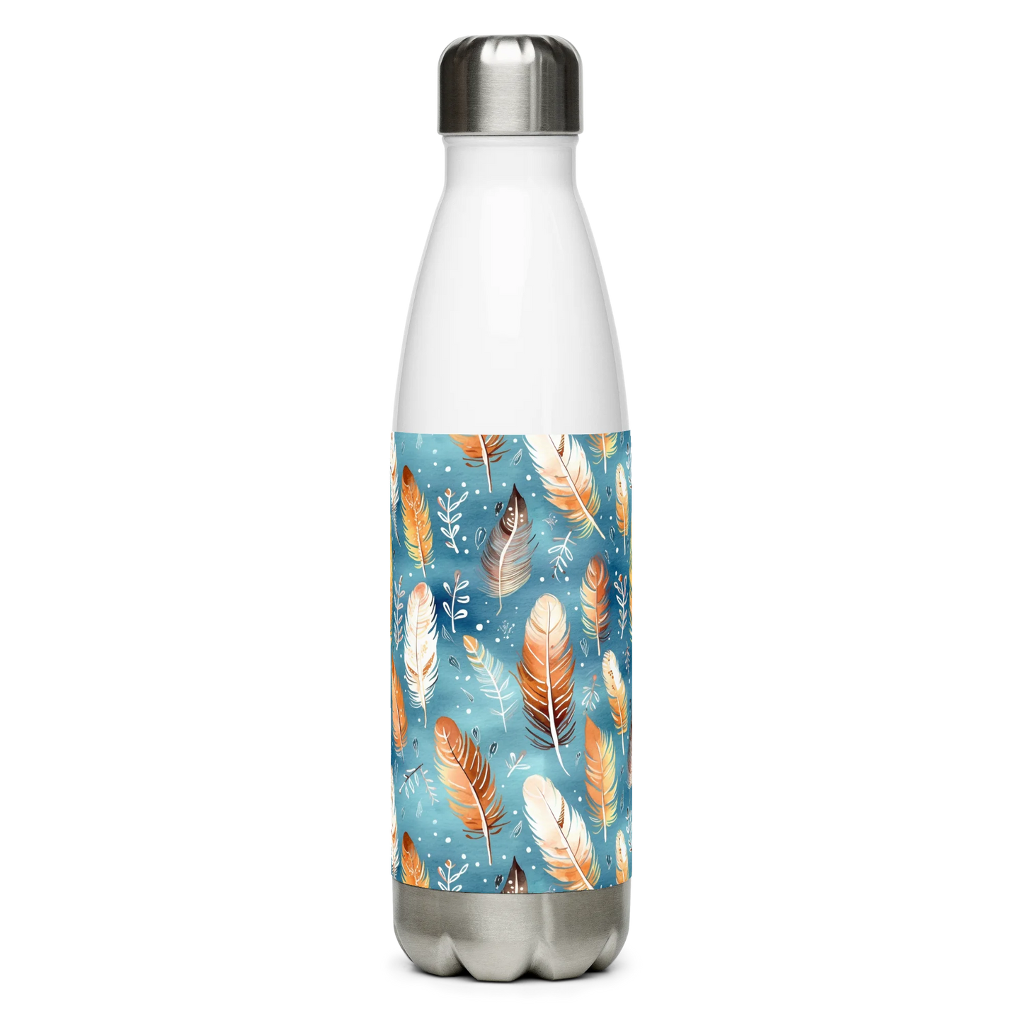 Blue & Orange Feather's Tale Stainless Steel Water Bottle