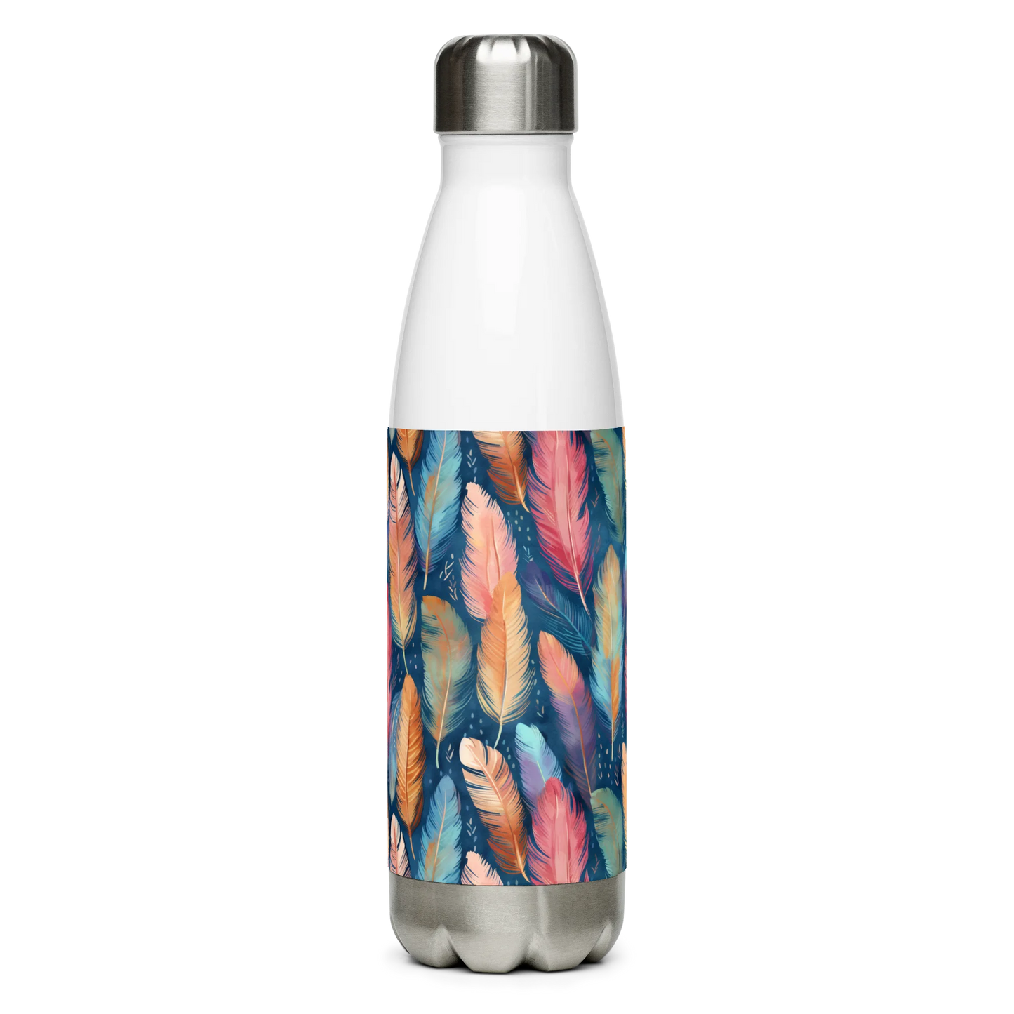 Dance of Wild Birds` Feathers Stainless Steel Water Bottle