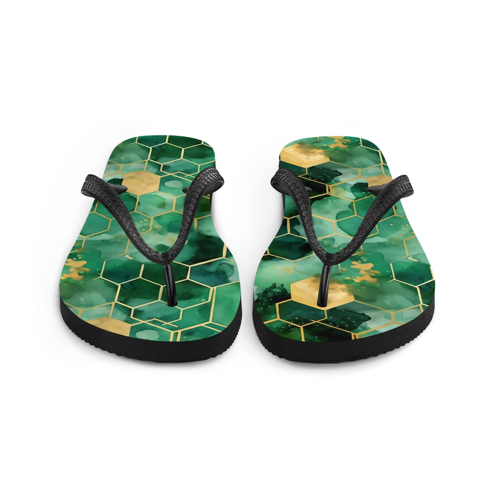 Abstract Verdant Elegance Flip-flops